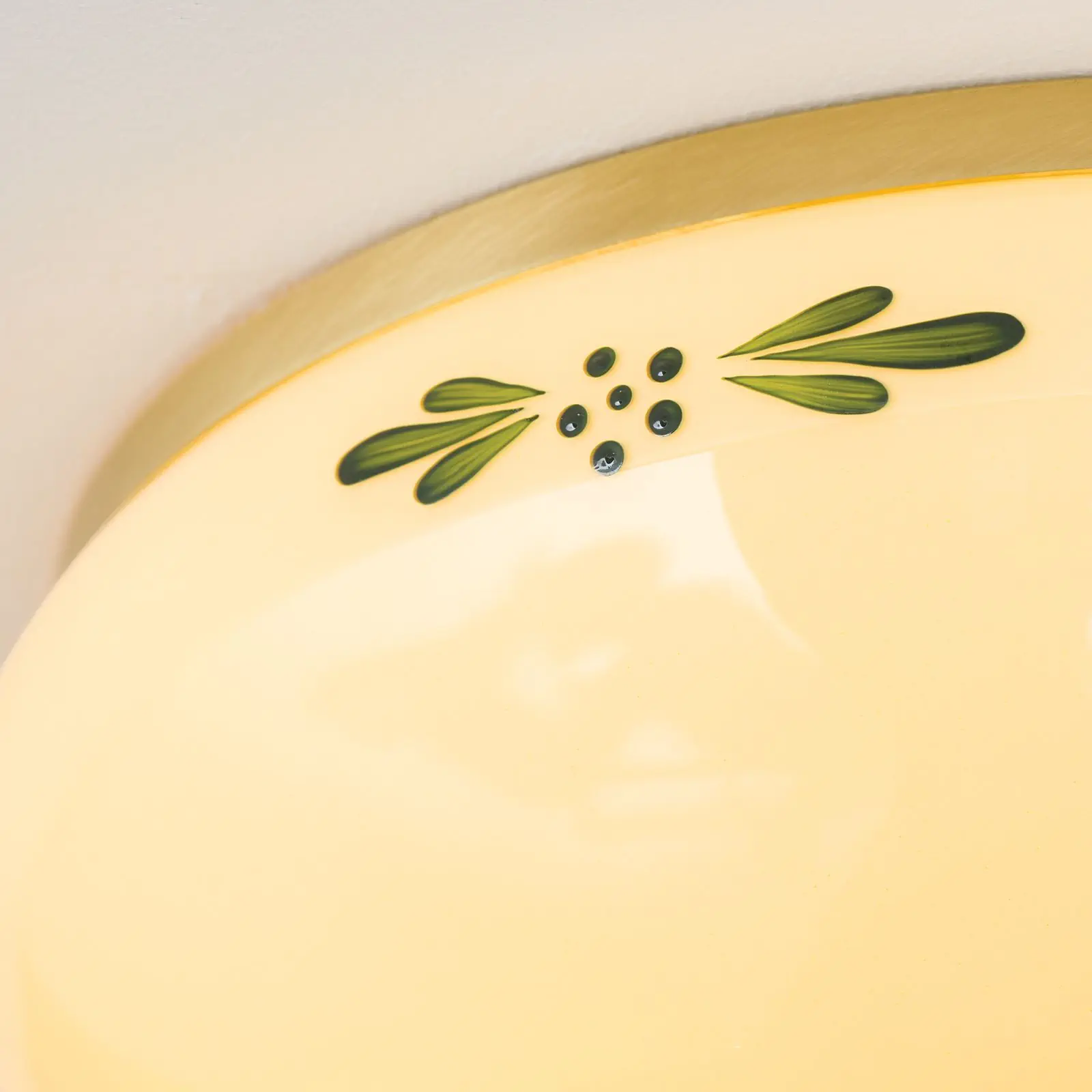 Plafonska lampa LANDHAUS, mesing, sa zelenim dekorom, sa ukrasnim dugmetom, Ø 28 cm - 5