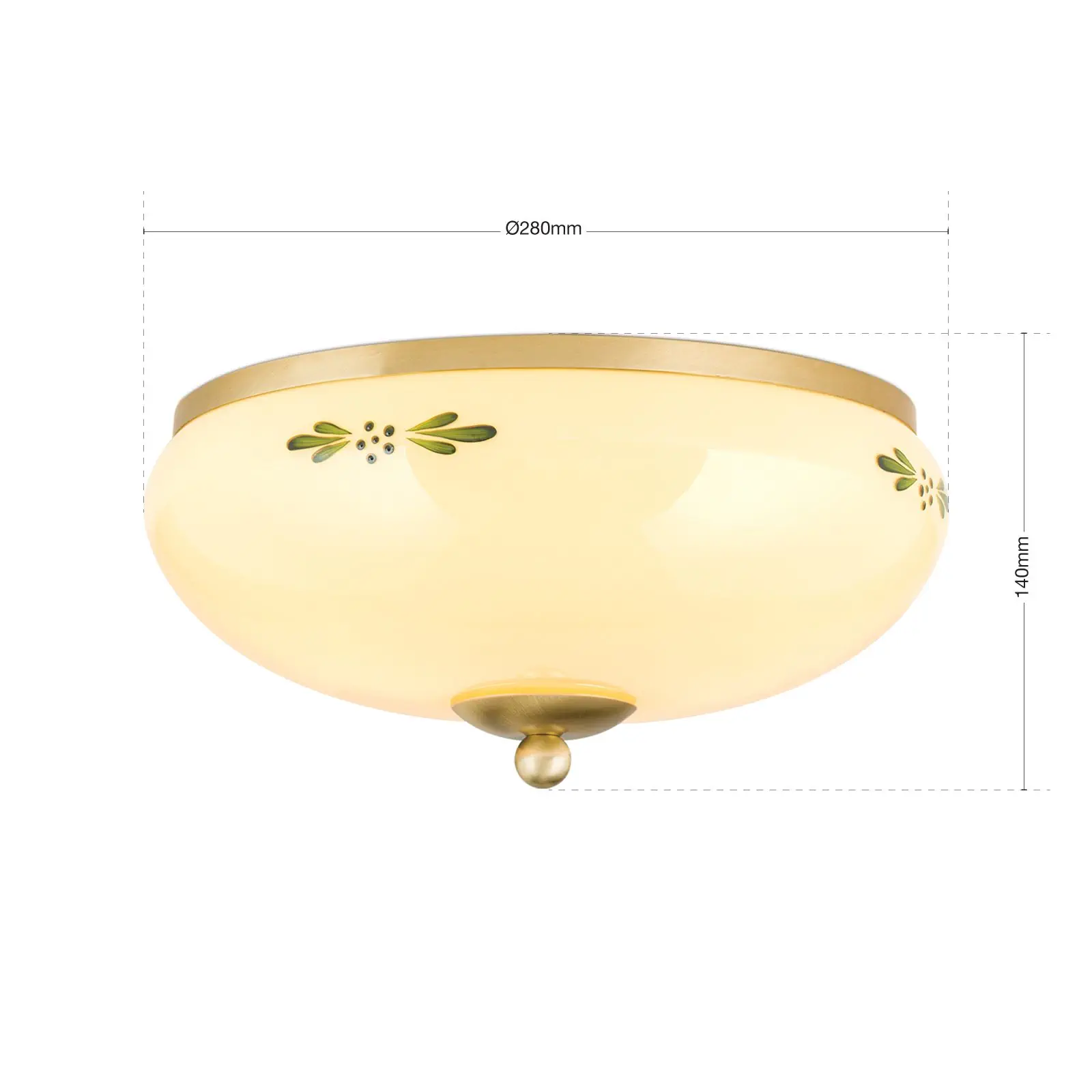 Plafonska lampa LANDHAUS, mesing, sa zelenim dekorom, sa ukrasnim dugmetom, Ø 28 cm - 7