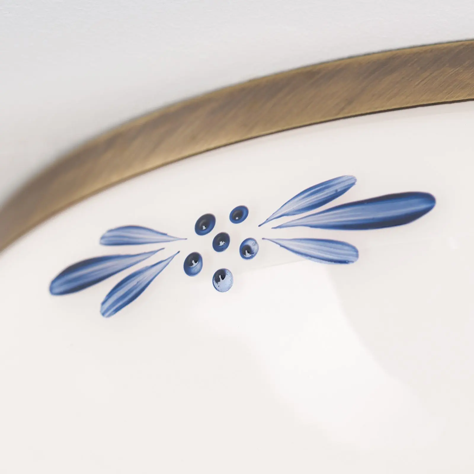 Plafonska lampa LANDHAUS, patina, sa plavom dekoracijom, sa ukrasnim dugmetom, Ø 28 cm - 5