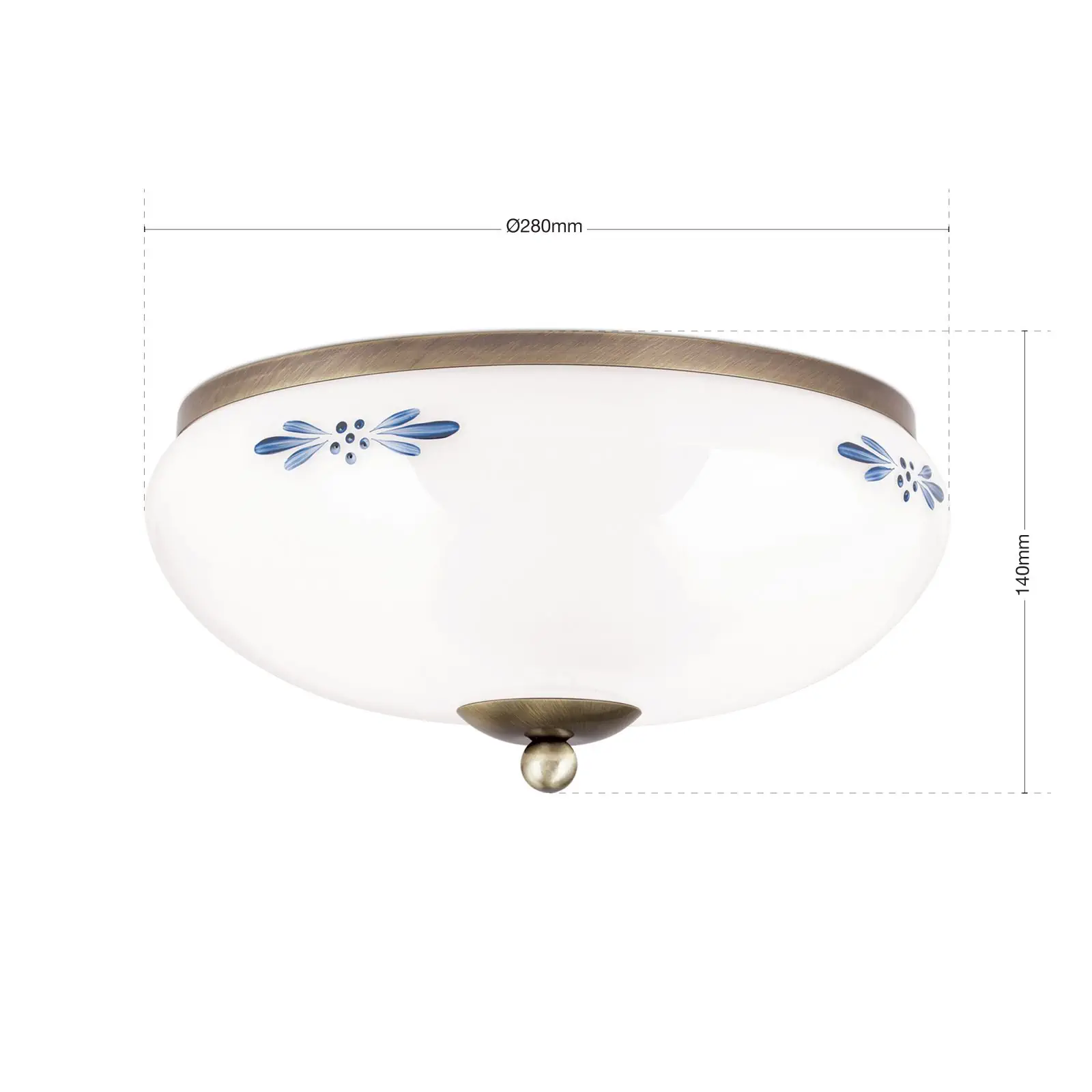 Plafonska lampa LANDHAUS, patina, sa plavom dekoracijom, sa ukrasnim dugmetom, Ø 28 cm - 7