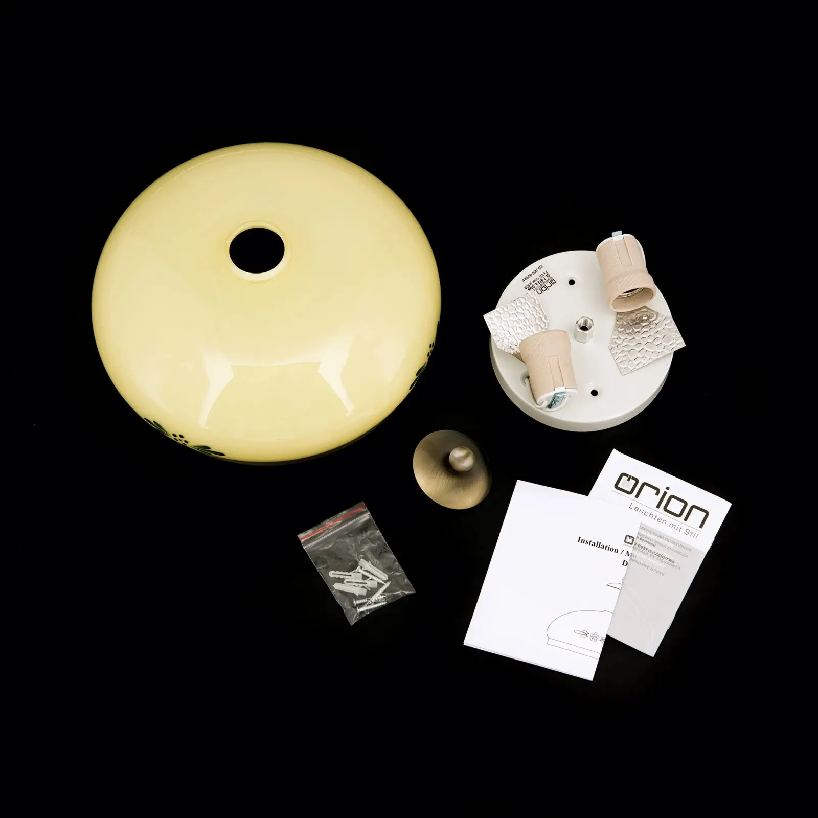 Plafonska lampa LANDHAUS, patina, sa zelenom dekoracijom, sa ukrasnim dugmetom, Ø 28 cm - 8