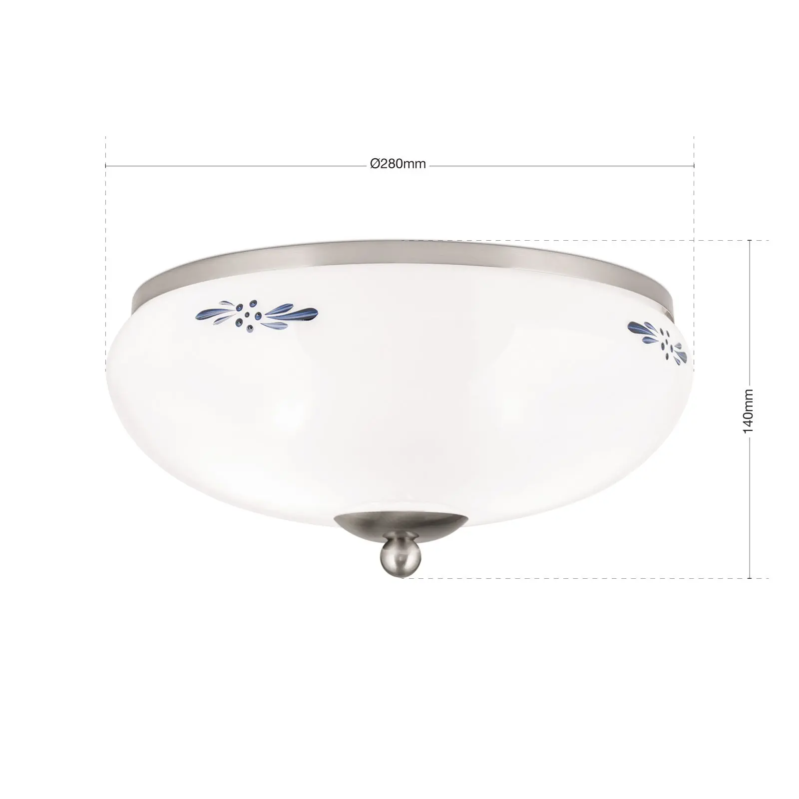 Plafonska lampa LANDHAUS, saten, sa plavom dekoracijom, sa ukrasnim dugmetom, Ø 28 cm - 7