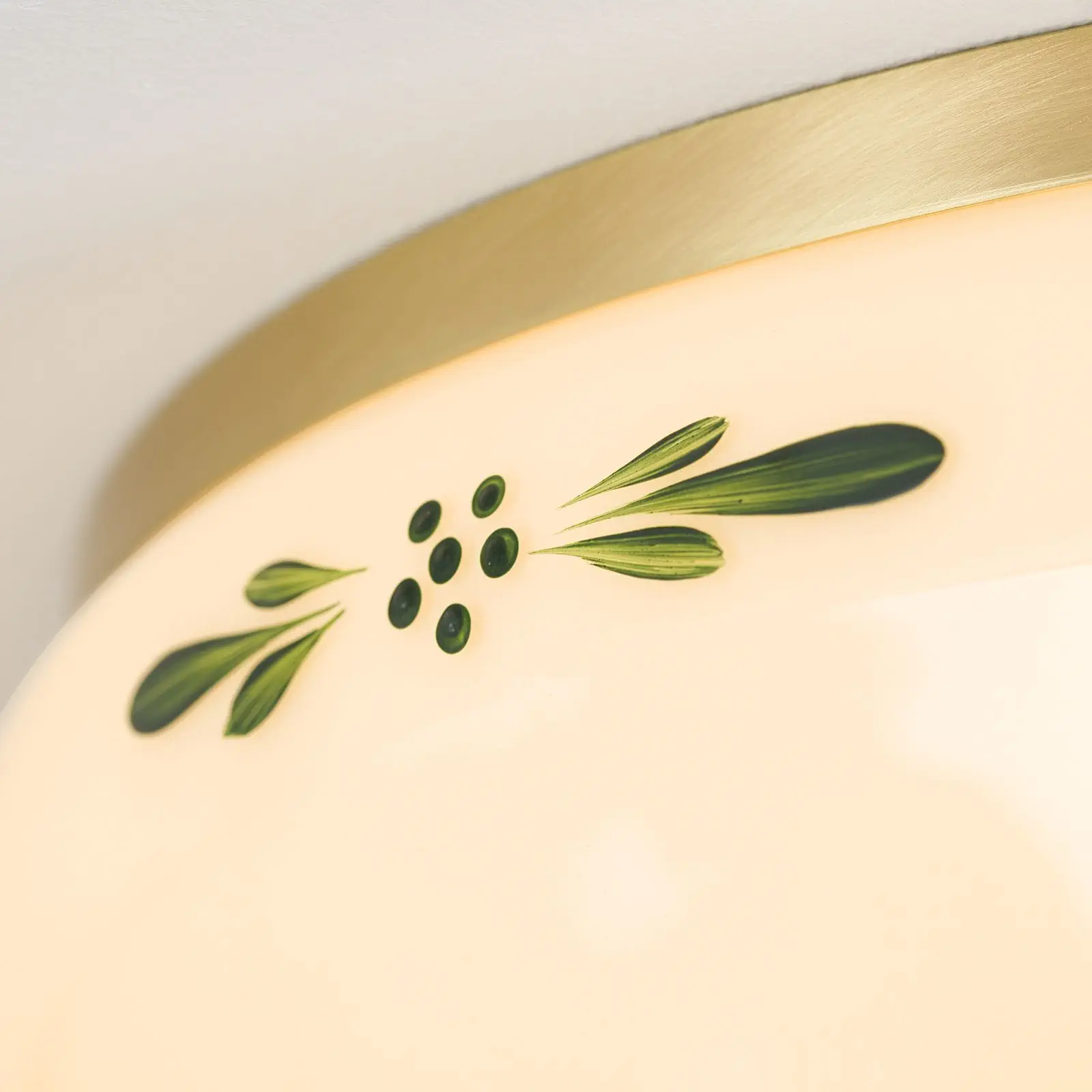 Plafonska lampa LANDHAUS, mesing, sa zelenim dekorom, sa ukrasnim dugmetom, Ø 35 cm - 5