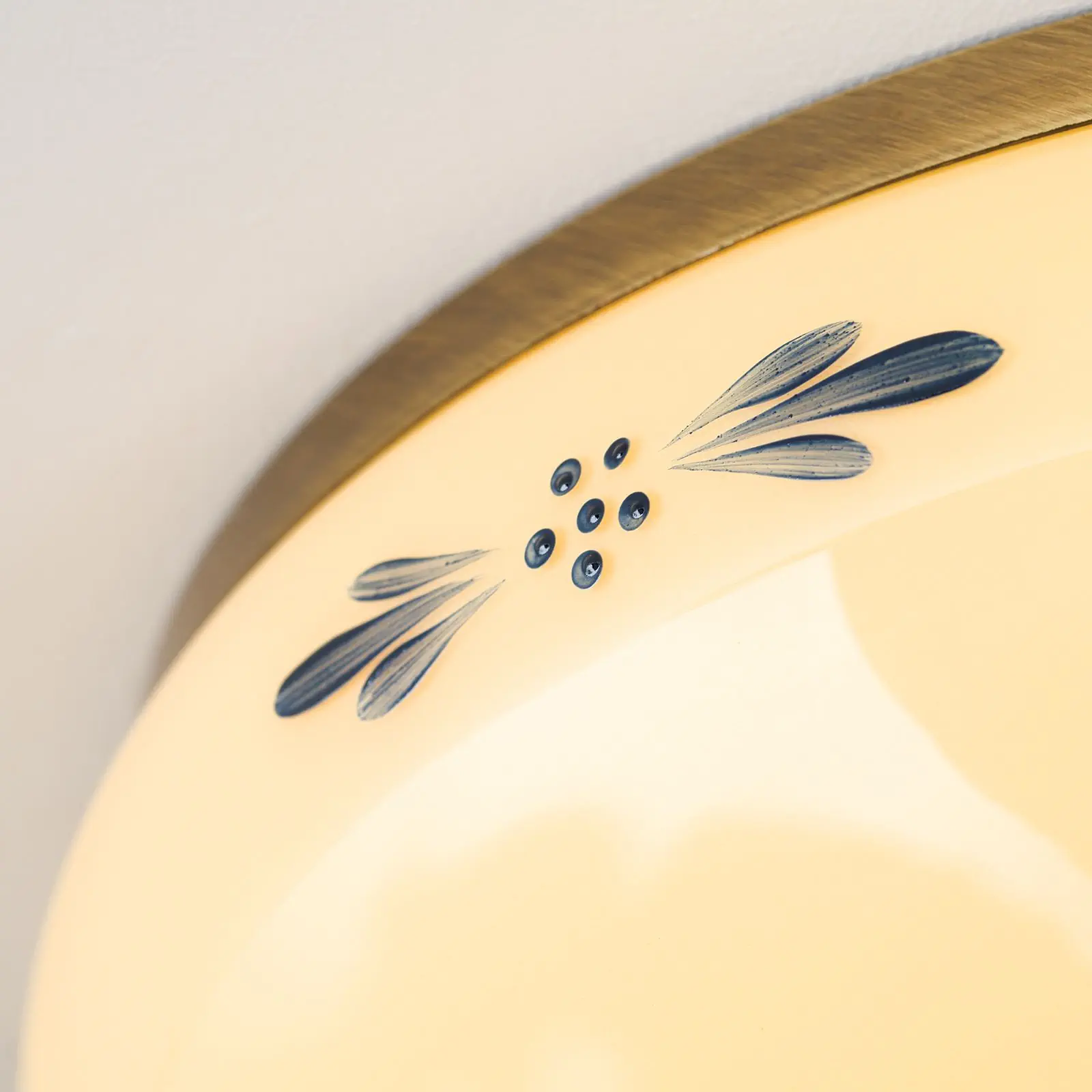 Plafonska lampa LANDHAUS, patina, sa plavim dekorom, sa ukrasnim dugmetom, Ø 35 cm - 5