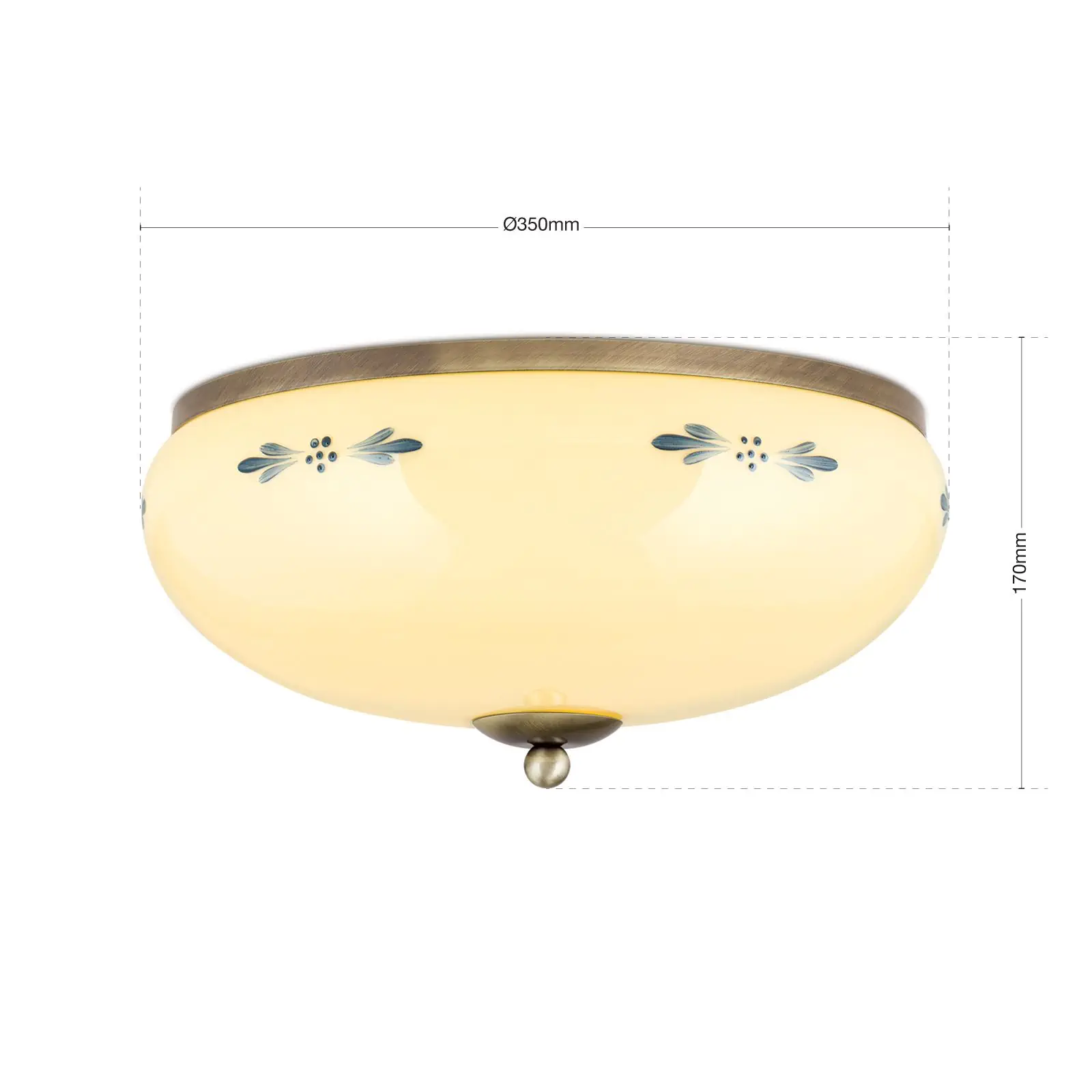 Plafonska lampa LANDHAUS, patina, sa plavim dekorom, sa ukrasnim dugmetom, Ø 35 cm - 7