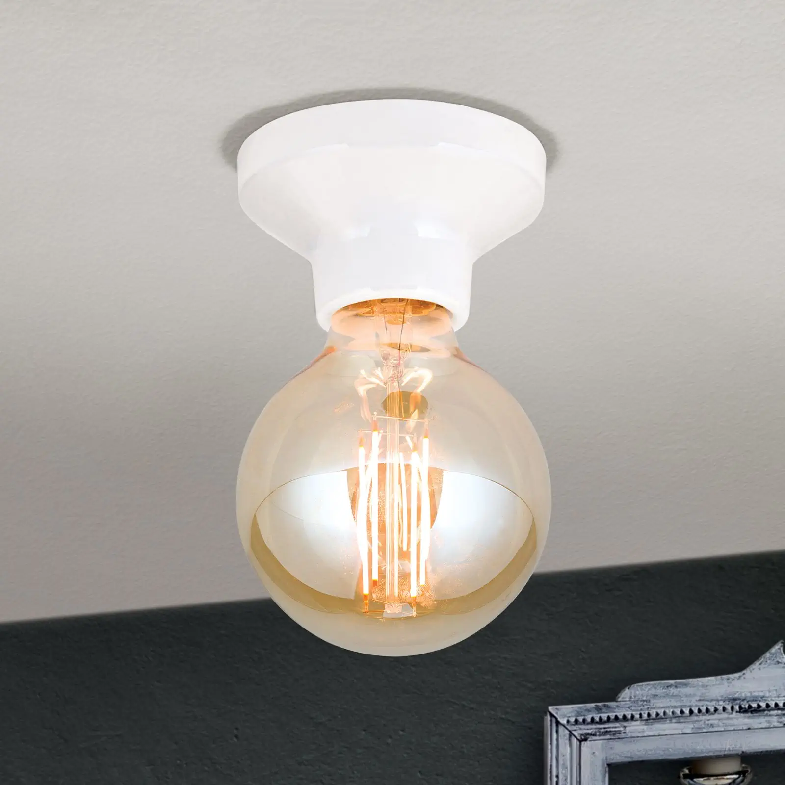 Plafonska lampa FROST, bela, keramika - 1