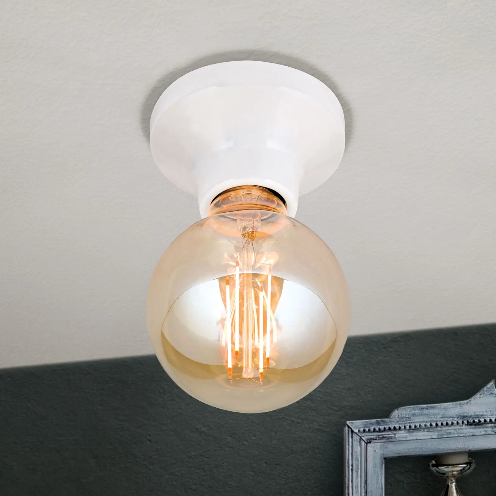 Plafonska lampa FROST, bela, keramika - 2