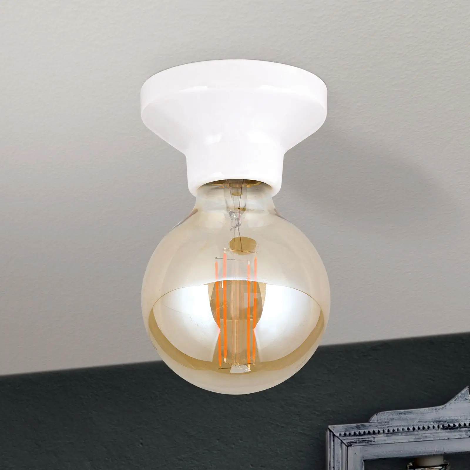 Plafonska lampa FROST, bela, keramika - 3