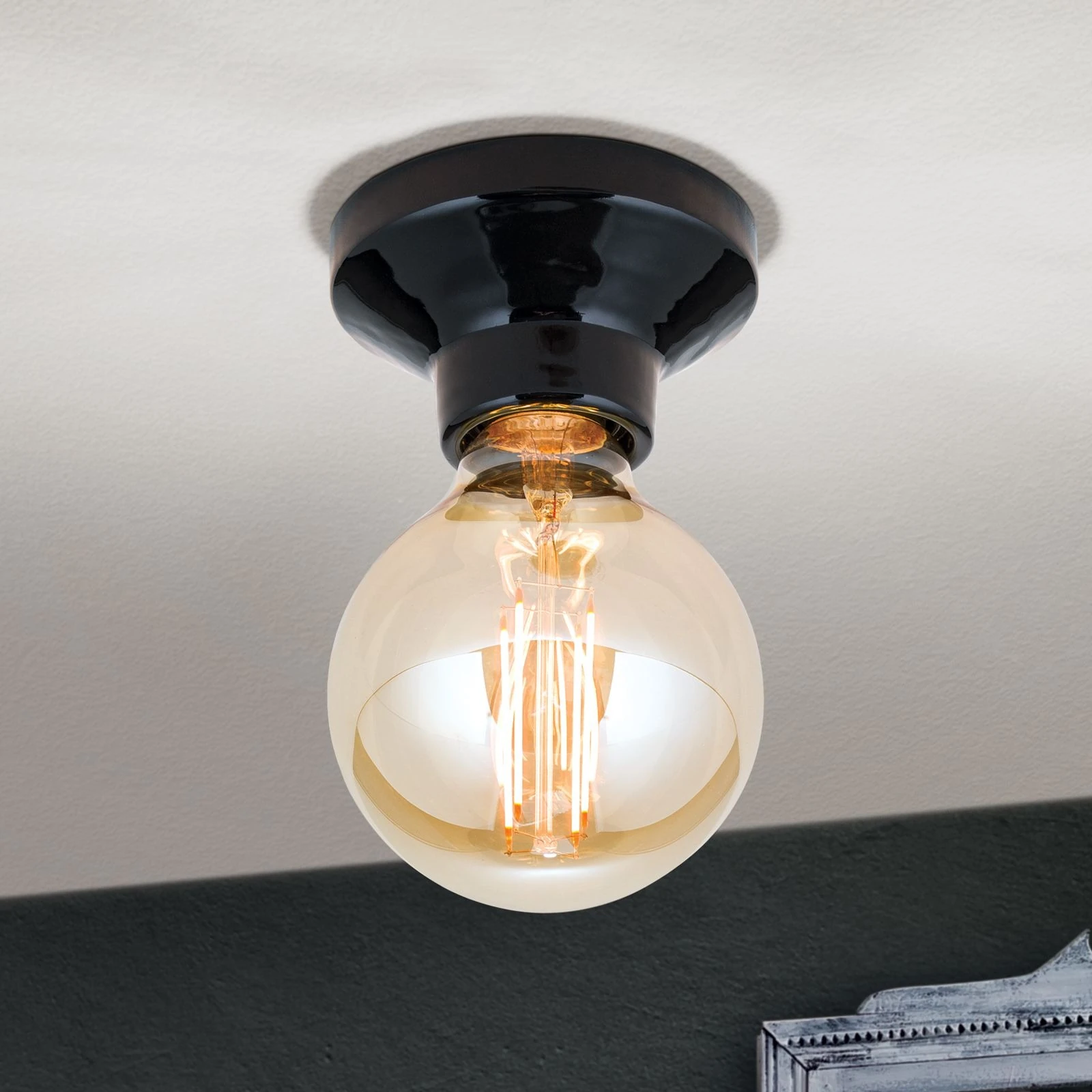 Plafonska lampa FROST, crna, keramika - 2