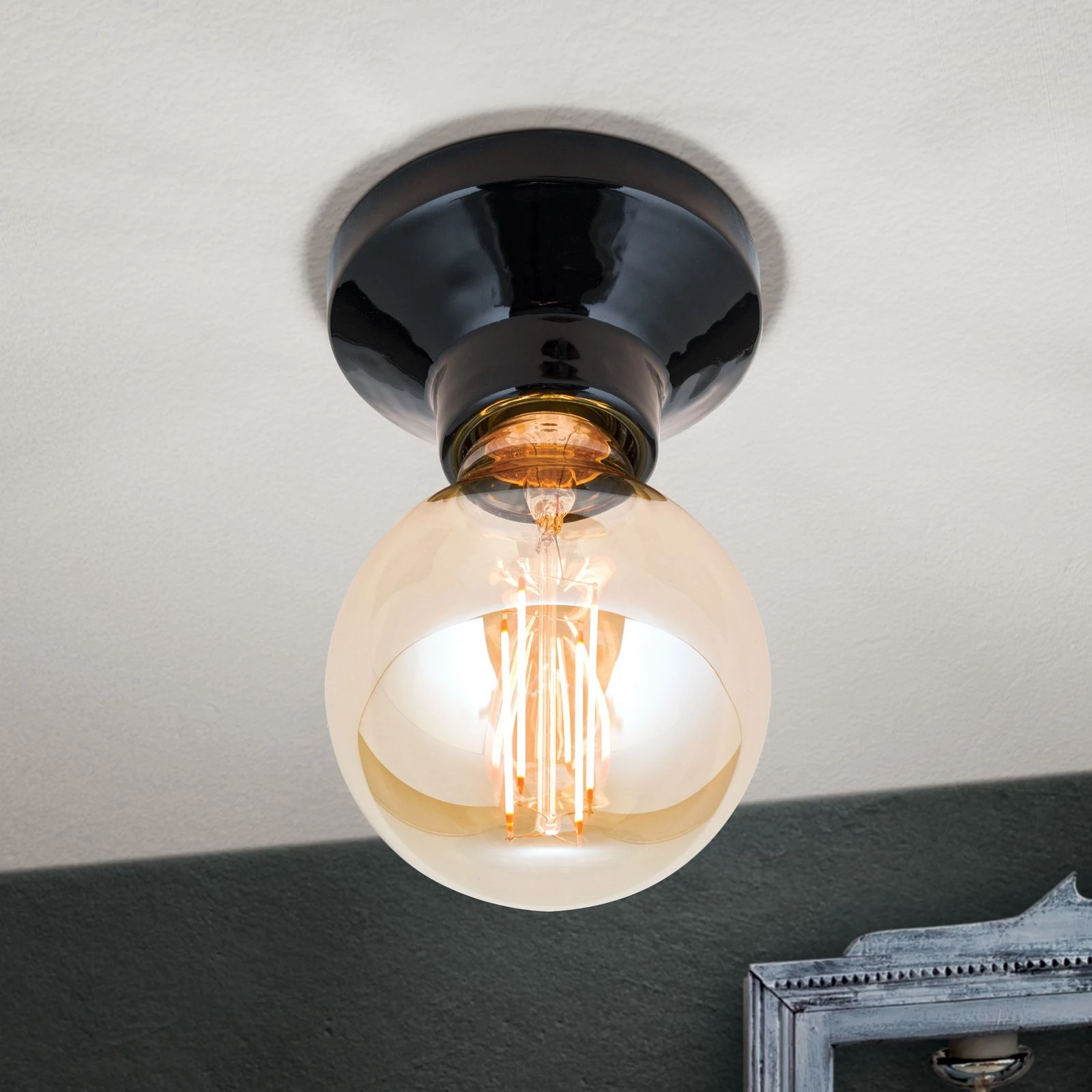 Plafonska lampa FROST, crna, keramika - 3