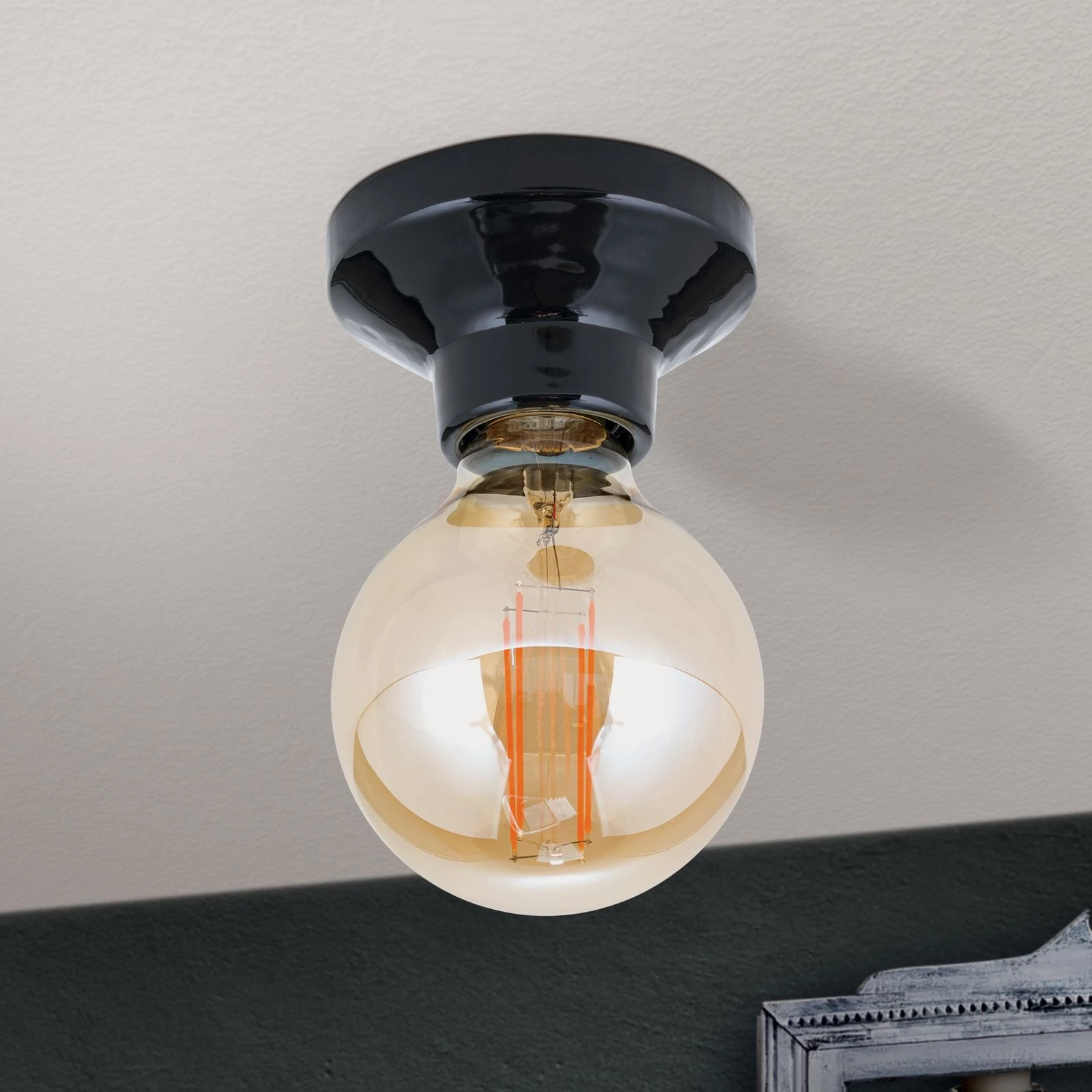Plafonska lampa FROST, crna, keramika - 4