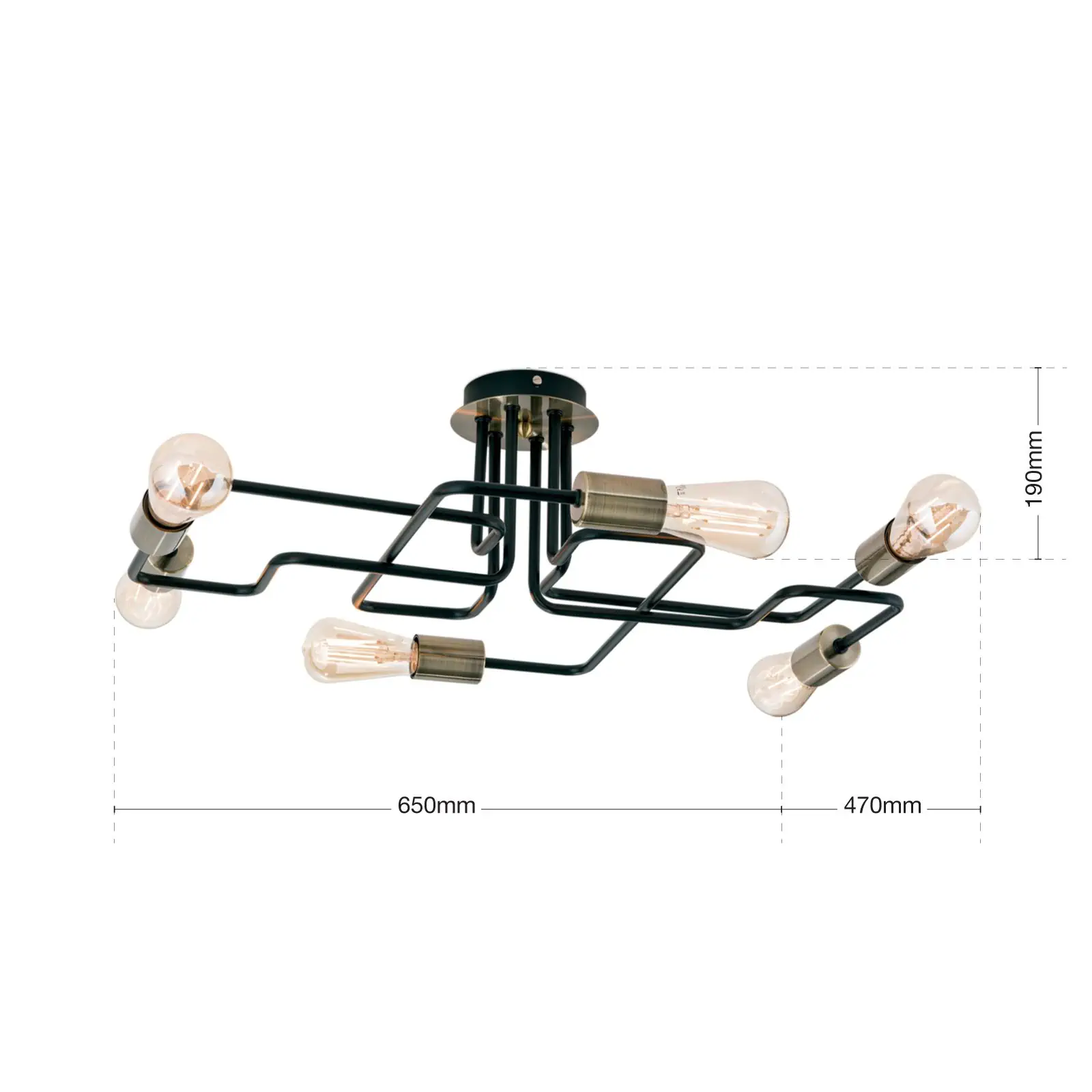 Plafonska lampa JAILHOUSE, patina crna, sa 6 izvora svetla - 7