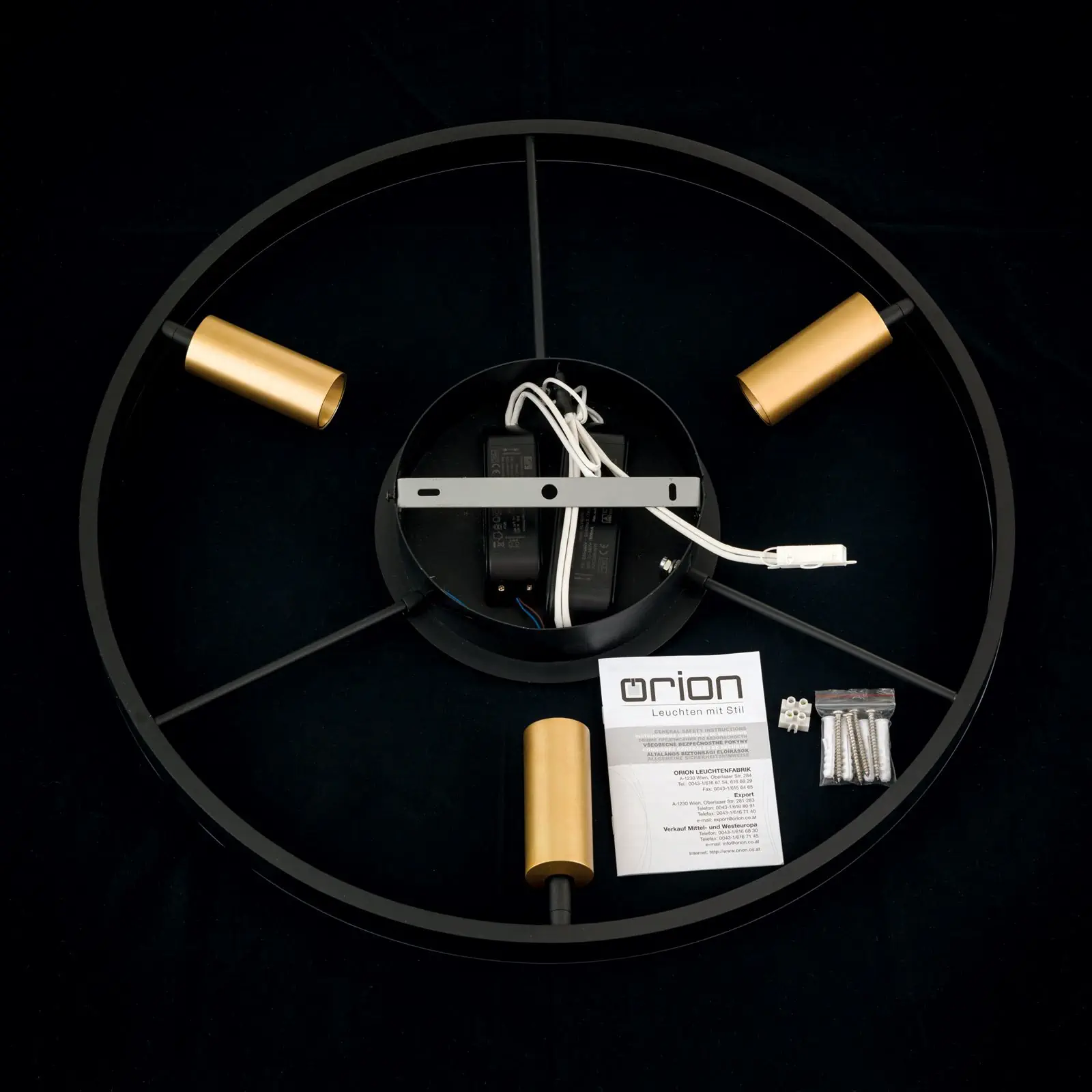 LED plafonska lampa BERLIN, 3 izvora svetla, crno-zlatna - 8