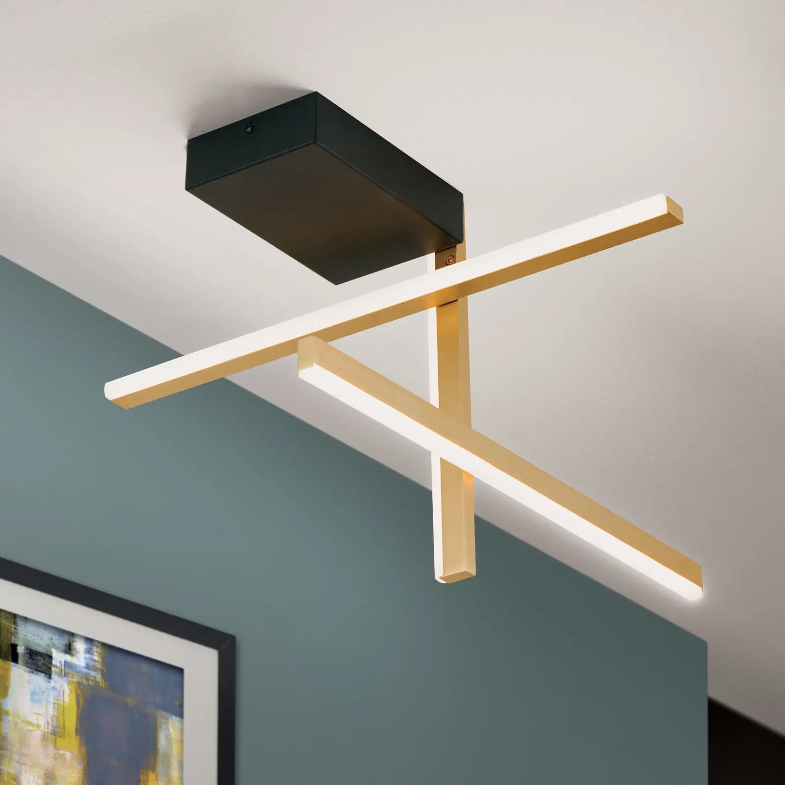 LED plafonska lampa STARGATE, zlatna sa crnom osnovom, 1800lm - 2