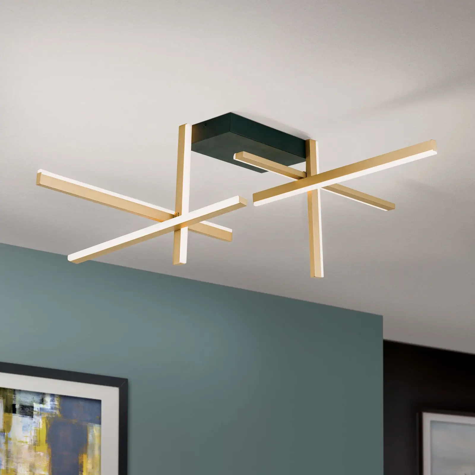 LED plafonska lampa STARGATE, zlatna sa crnom osnovom, 3400lm - 1