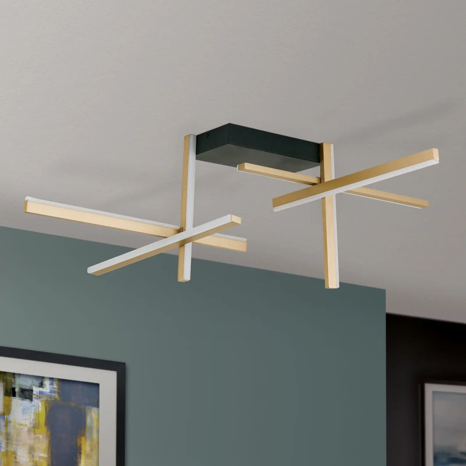 LED plafonska lampa STARGATE, zlatna sa crnom osnovom, 3400lm - 3