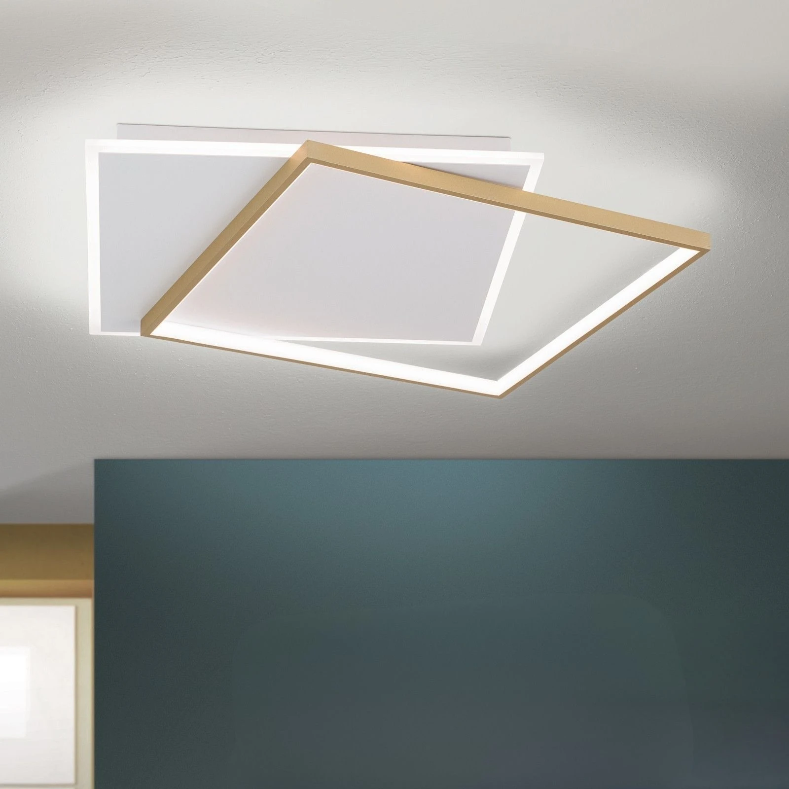 LED plafonska lampa EMANUEL, bela i zlatna - 1