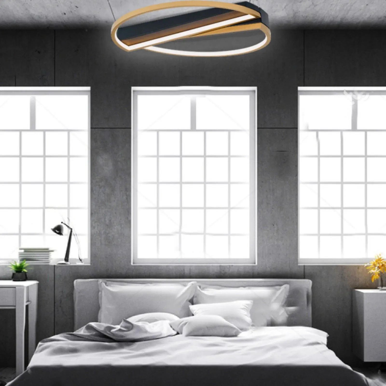 LED plafonska lampa OLGA, crno-zlatna - 9