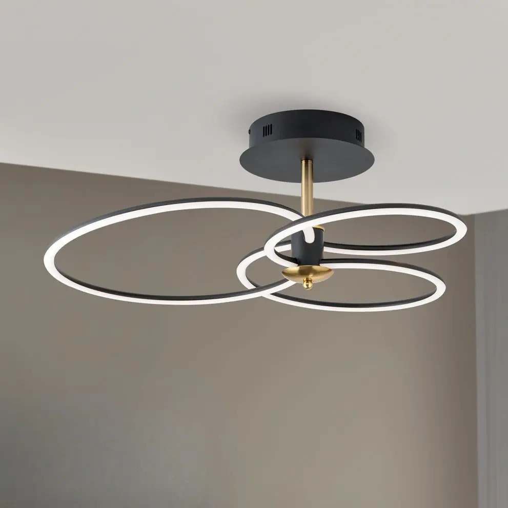 LED plafonska lampa CHARLOTTE, crno-zlatna - 1