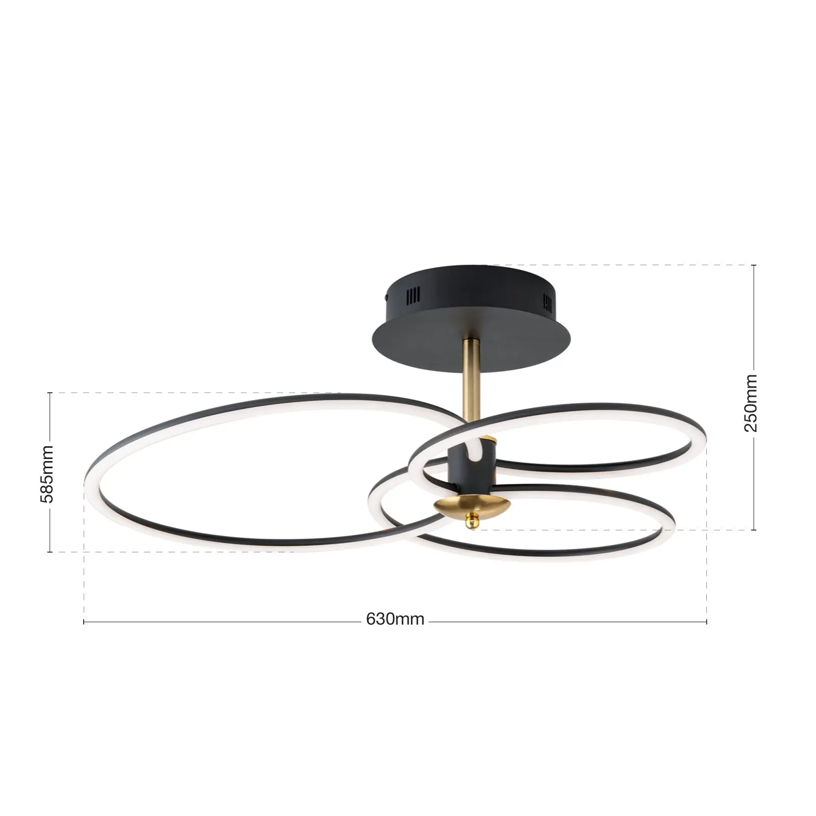 LED plafonska lampa CHARLOTTE, crno-zlatna - 7