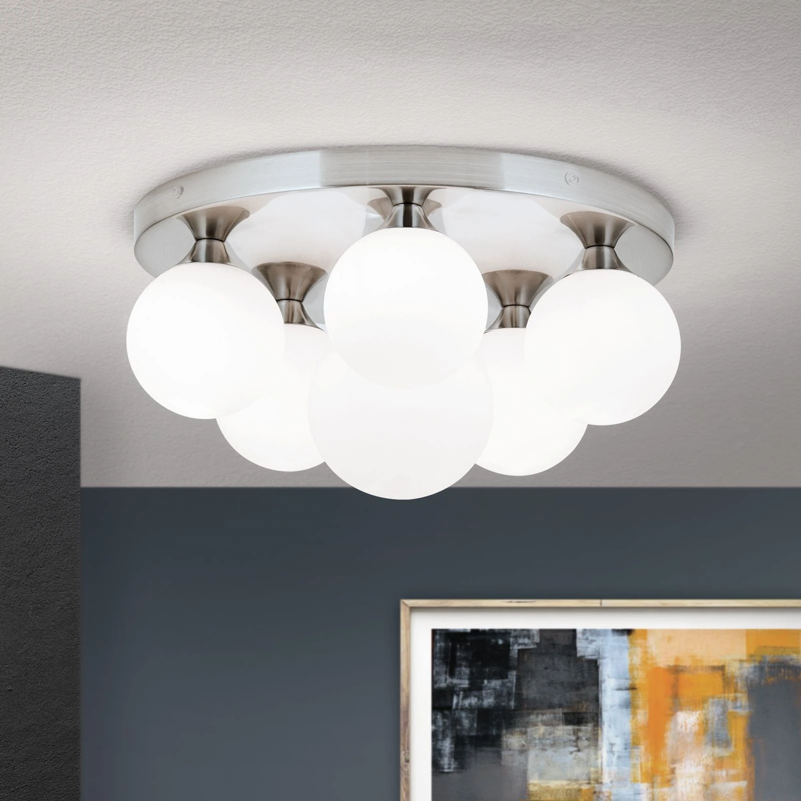 Plafonska lampa SNOWWHITE, 6 izvora svetla, saten hrom - 1