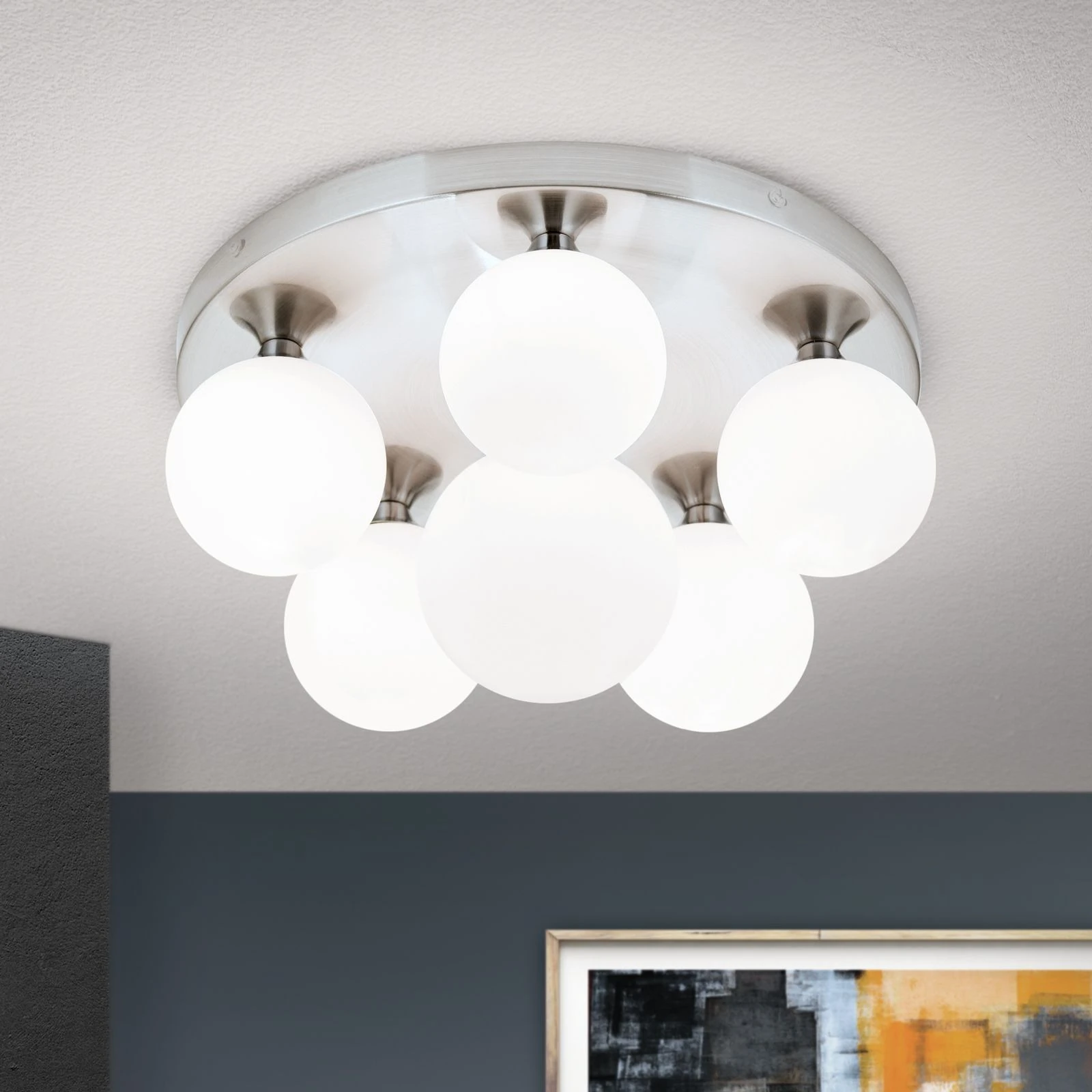Plafonska lampa SNOWWHITE, 6 izvora svetla, saten hrom - 2