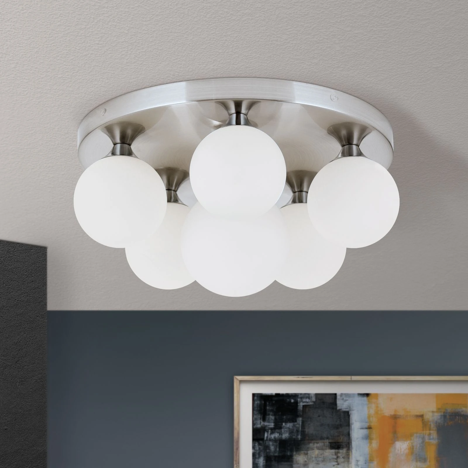 Plafonska lampa SNOWWHITE, 6 izvora svetla, saten hrom - 3