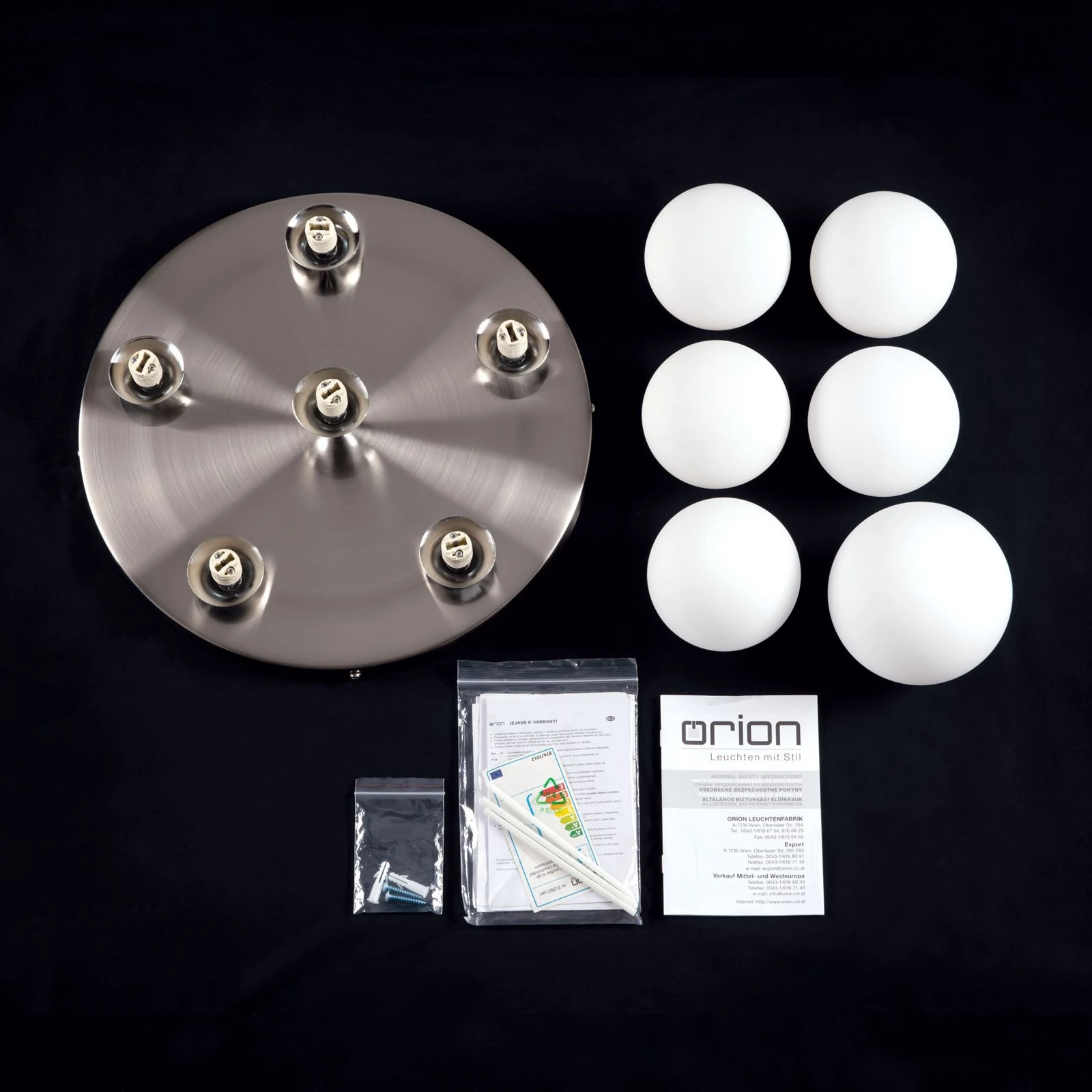 Plafonska lampa SNOWWHITE, 6 izvora svetla, saten hrom - 8