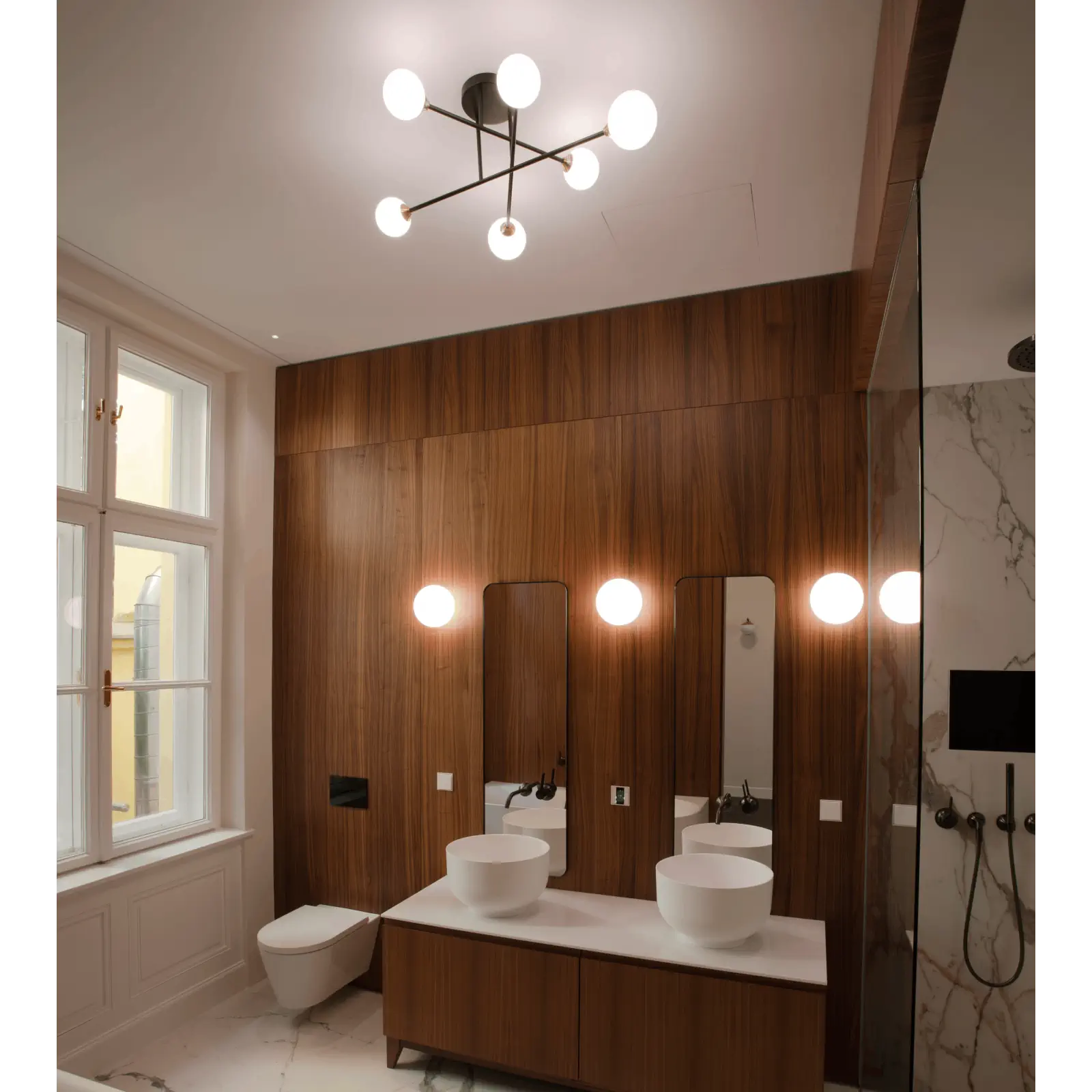 Plafonska lampa SNOWWHITE, 6 izvora svetla, crni mesing - 9