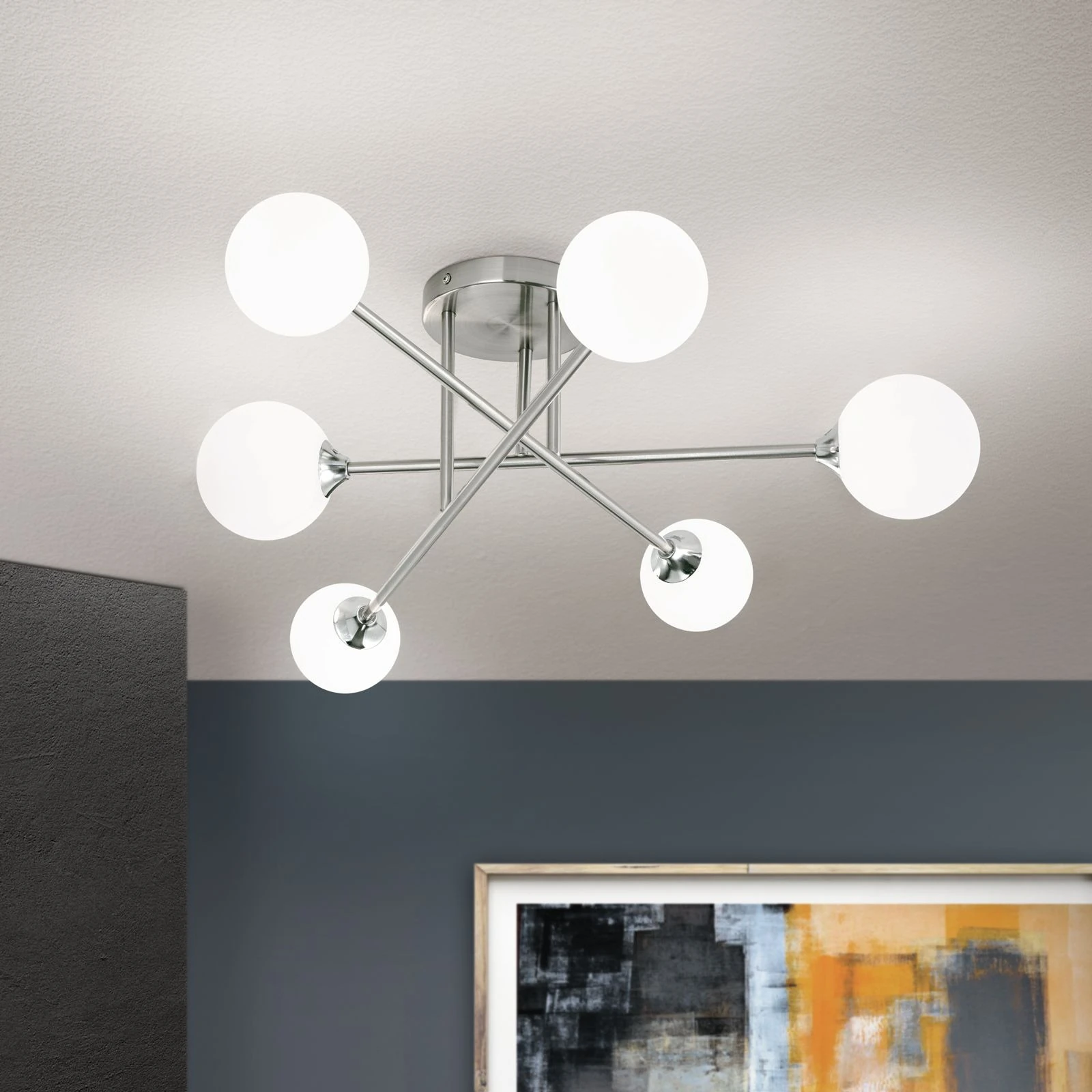 Plafonska lampa SNOWWHITE, 6 izvora svetla, saten hrom - 2