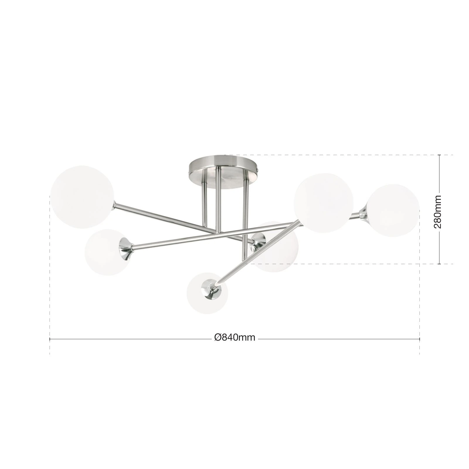Plafonska lampa SNOWWHITE, 6 izvora svetla, saten hrom - 7
