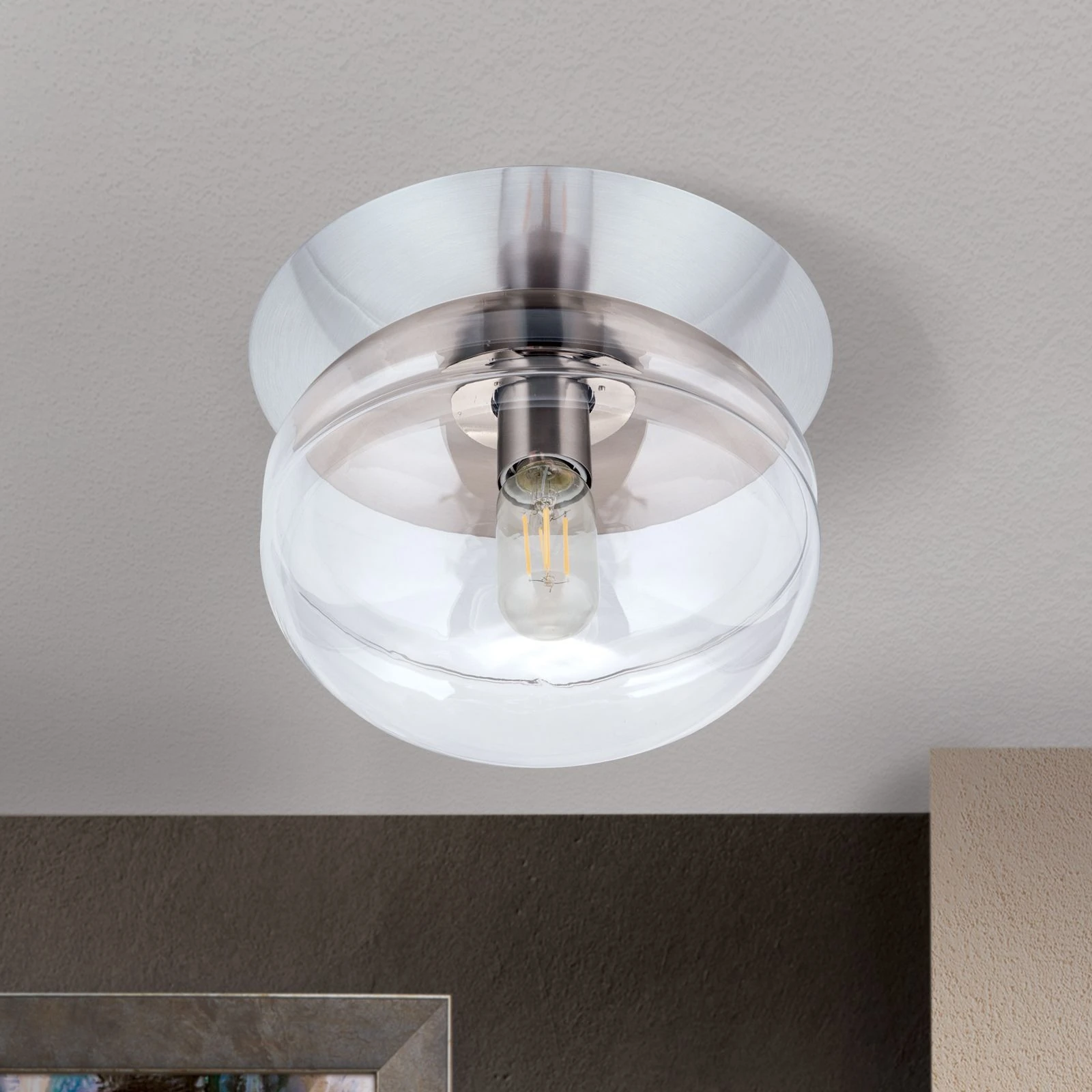 Plafonska lampa RICHARD, 1 izvor svetla, saten hrom, providna - 3