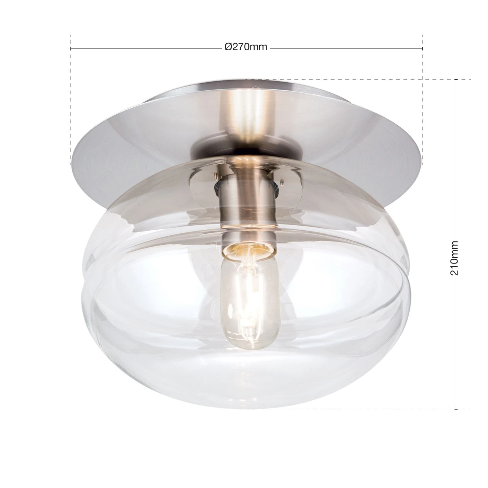 Plafonska lampa RICHARD, 1 izvor svetla, saten hrom, providna - 7