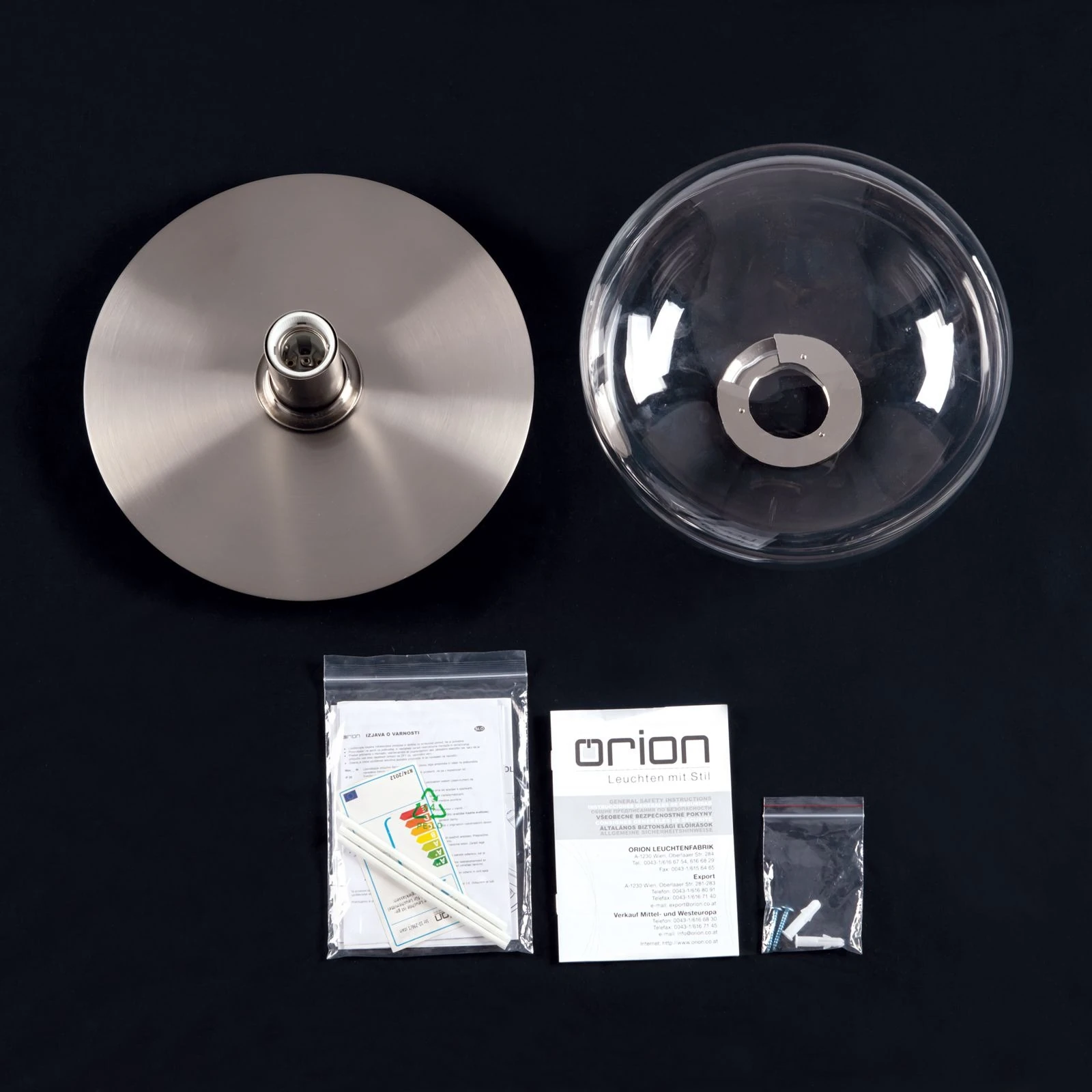 Plafonska lampa RICHARD, 1 izvor svetla, saten hrom, providna - 8