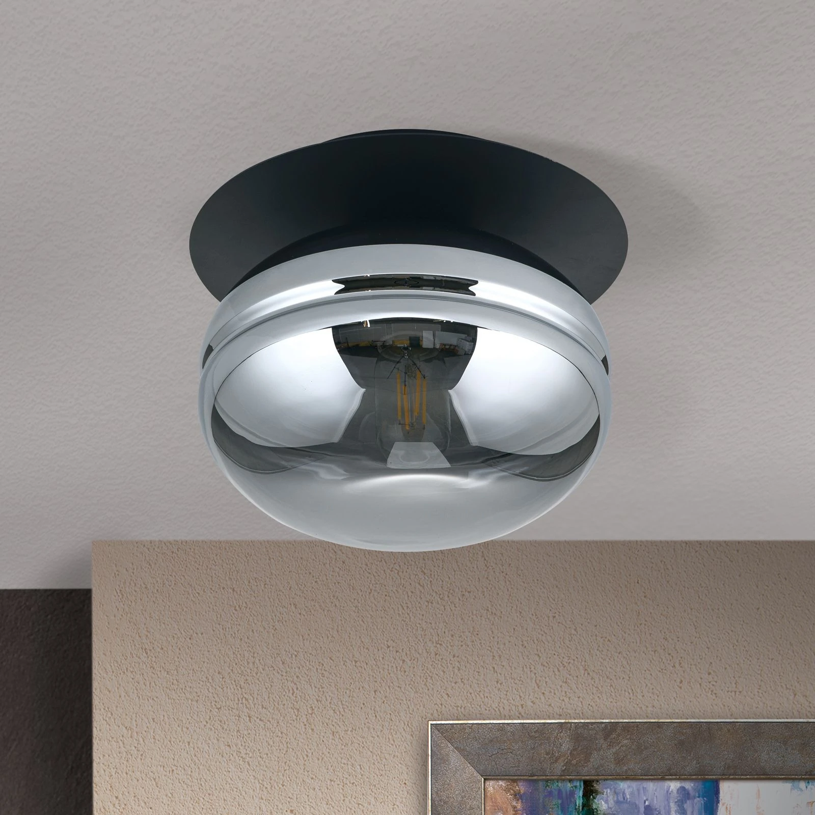 Plafonska lampa RICHARD, 1 izvor svetla, crna, boja dima - 3