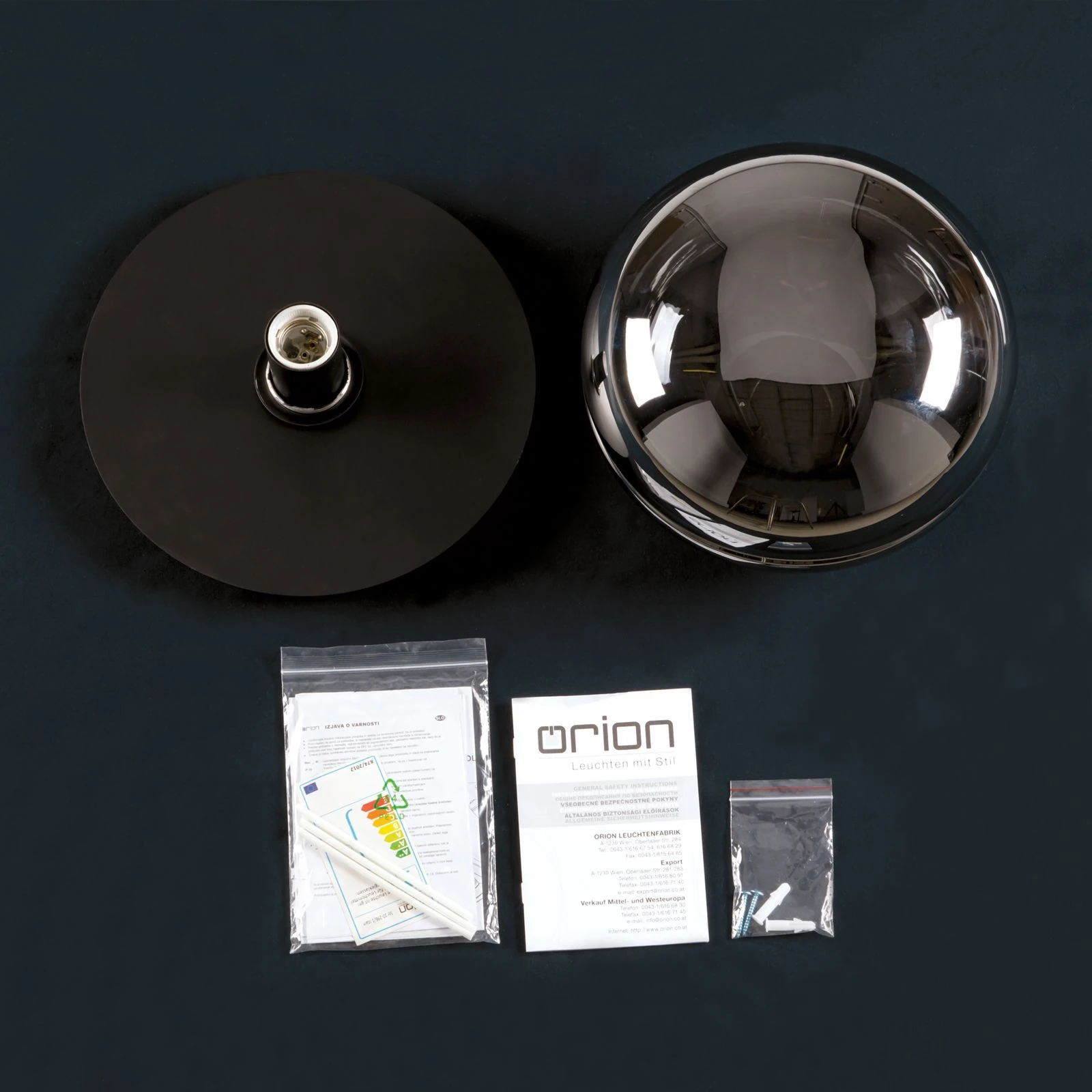 Plafonska lampa RICHARD, 1 izvor svetla, crna, boja dima - 8