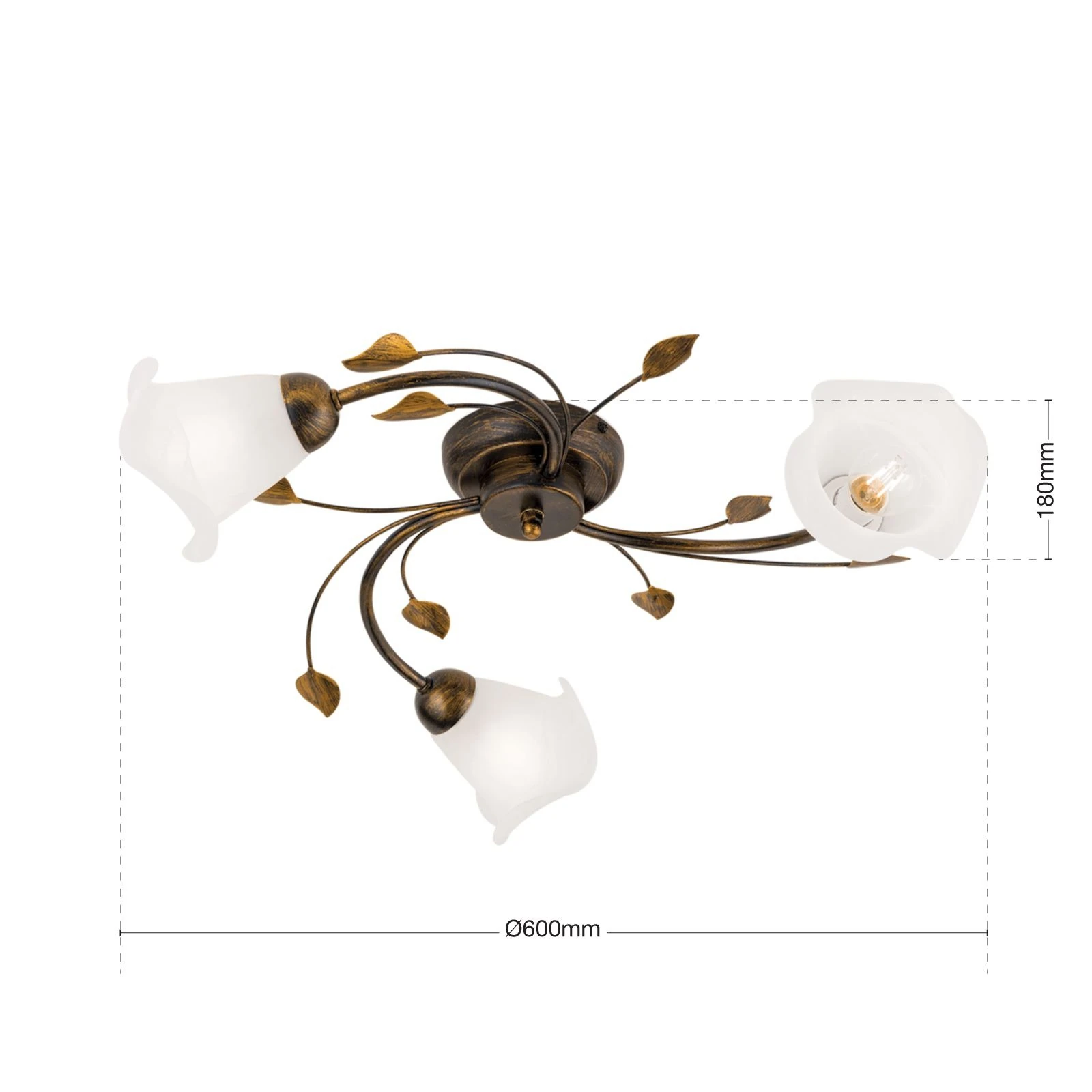 Plafonska lampa SISI, sa 3 izvora svetla, antik - 7
