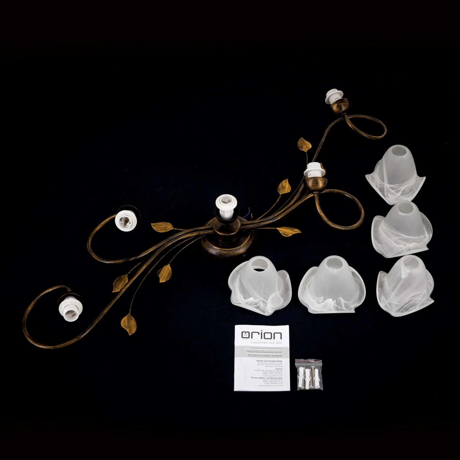 Plafonska lampa SISI, sa 5 izvora svetla, antik - 9