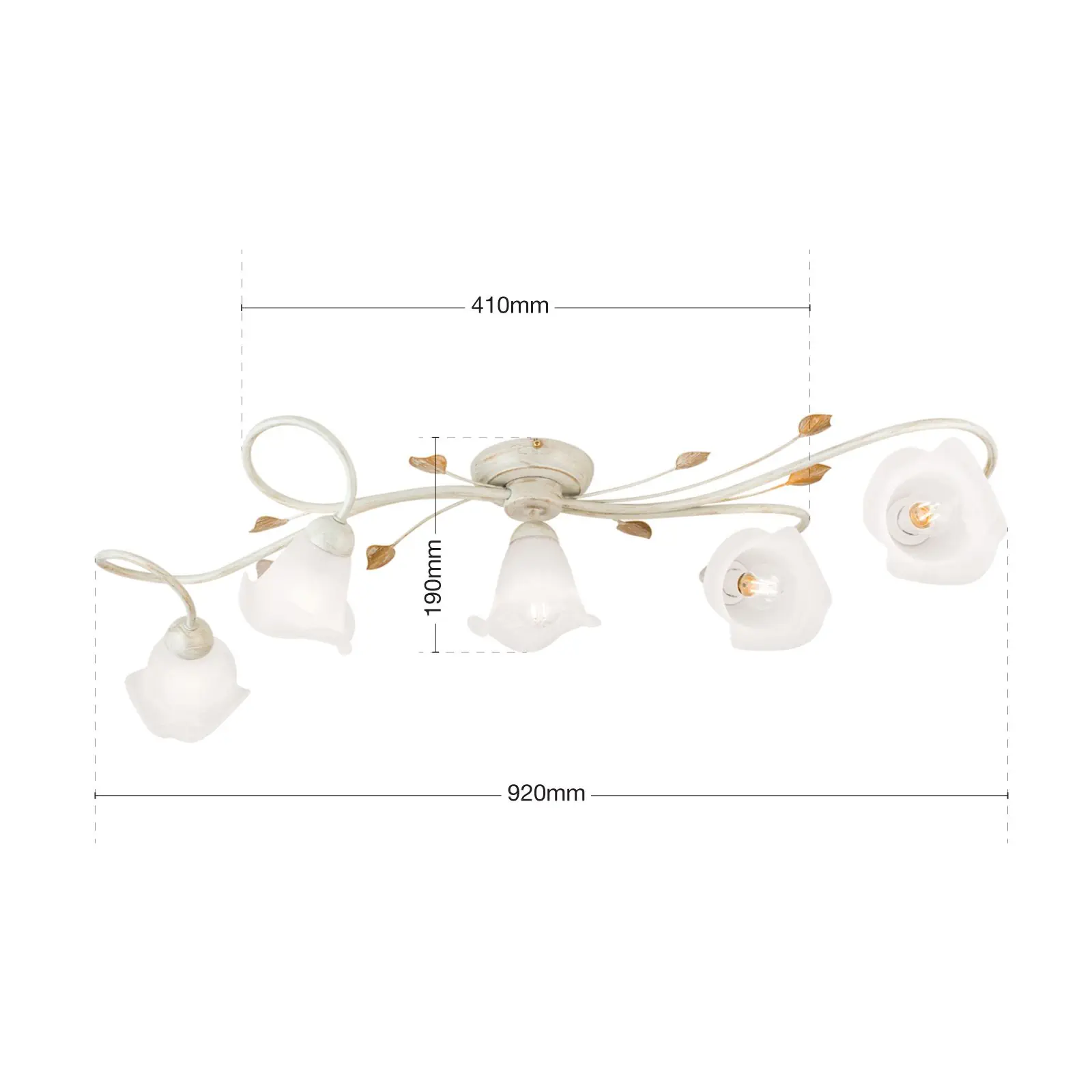 Plafonska lampa SISI, sa pet izvora svetla, slonovača–zlato - 7