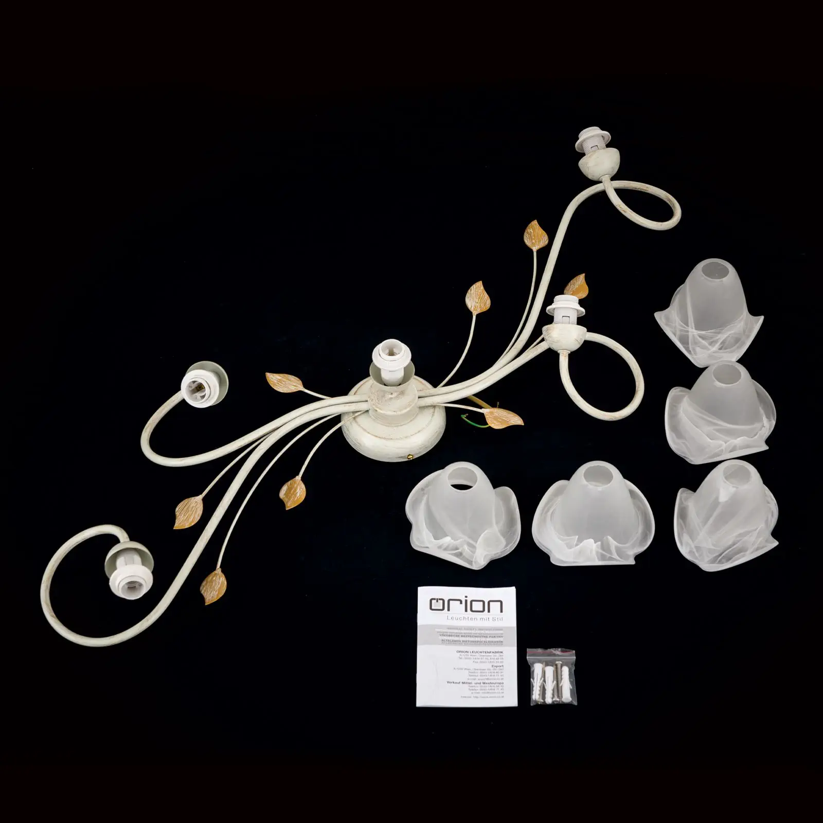 Plafonska lampa SISI, sa pet izvora svetla, slonovača–zlato - 8