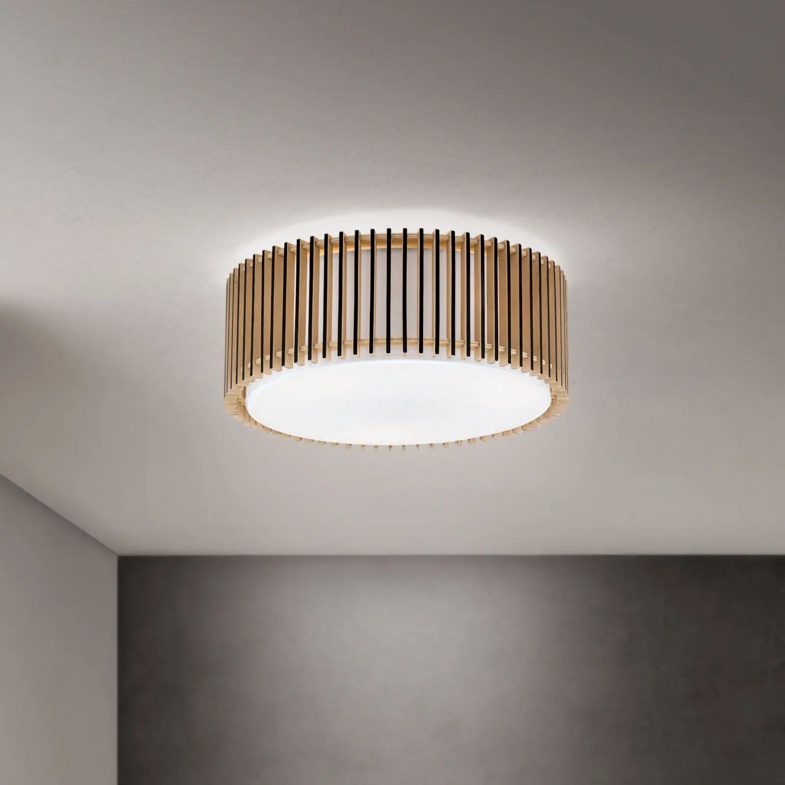 Plafonska lampa TARTA, Ø 40 cm, drvo–crna - 1