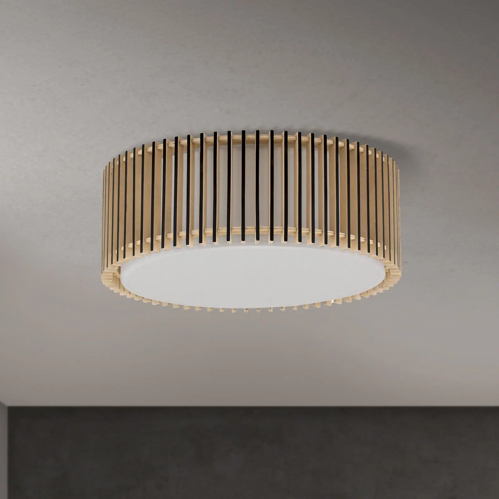 Plafonska lampa TARTA, Ø 40 cm, drvo–crna - 3