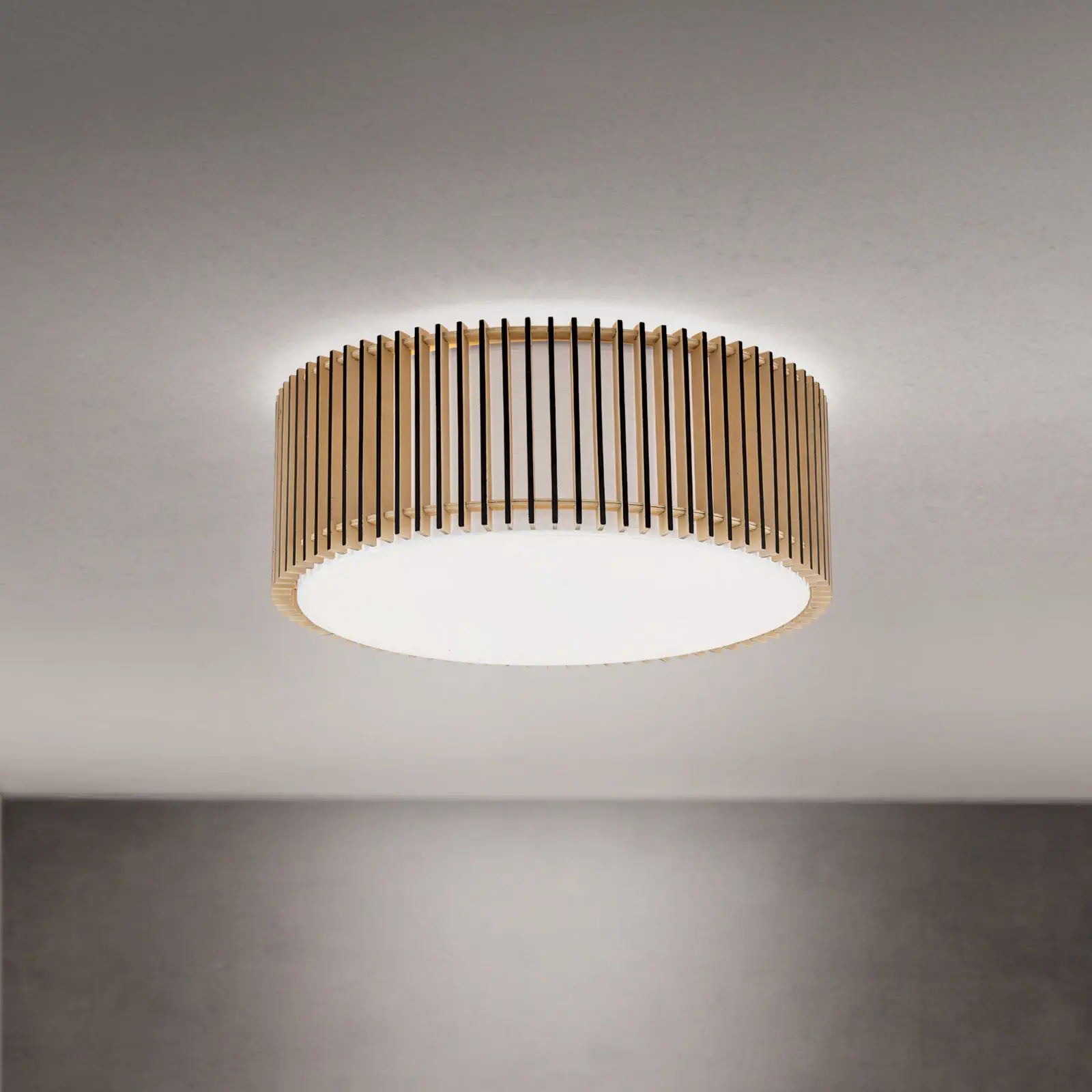 Plafonska lampa TARTA, Ø 50 cm, drvo–crna - 1