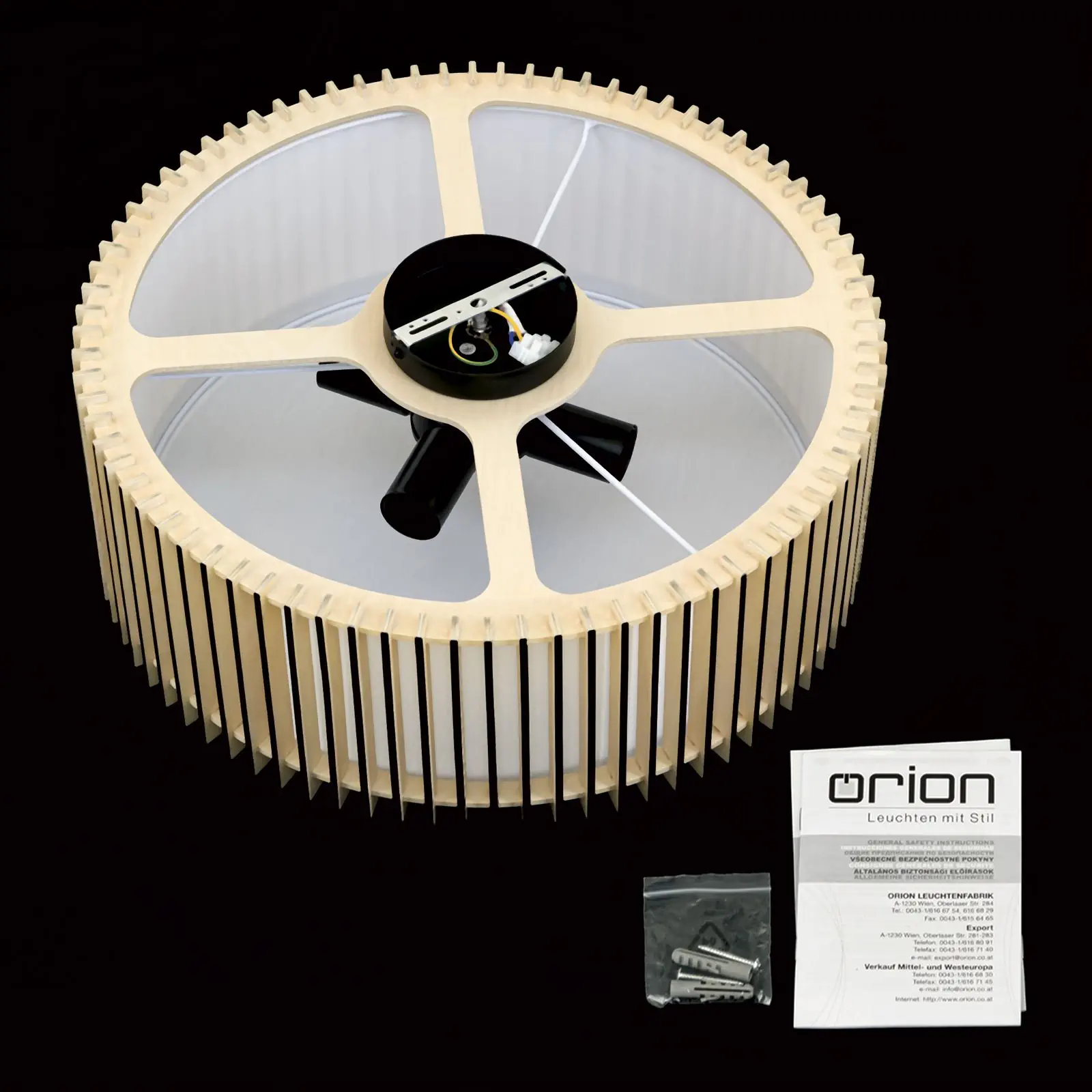 Plafonska lampa TARTA, Ø 50 cm, drvo–crna - 8