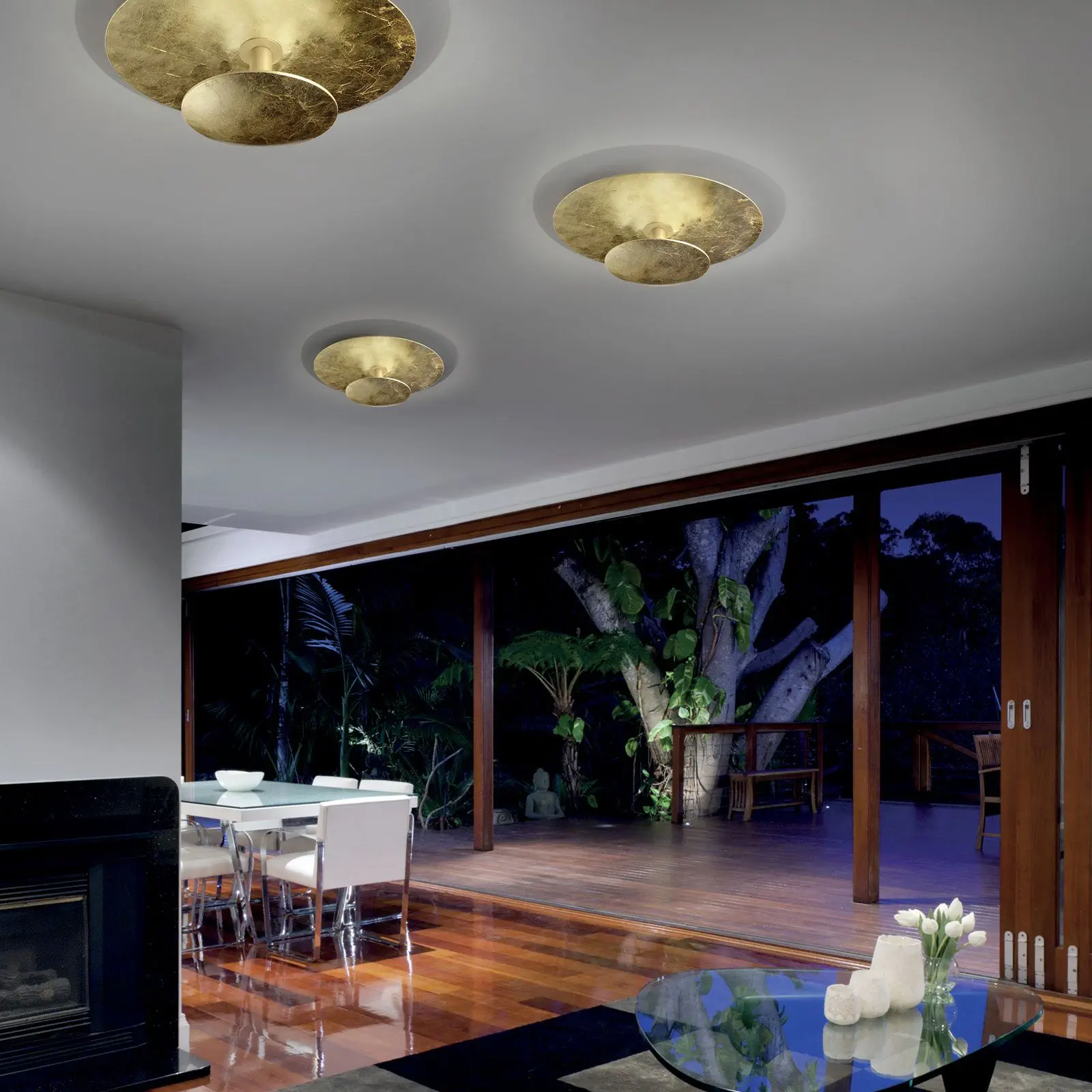 LED plafonska lampa VULKA, zlatni list - 1