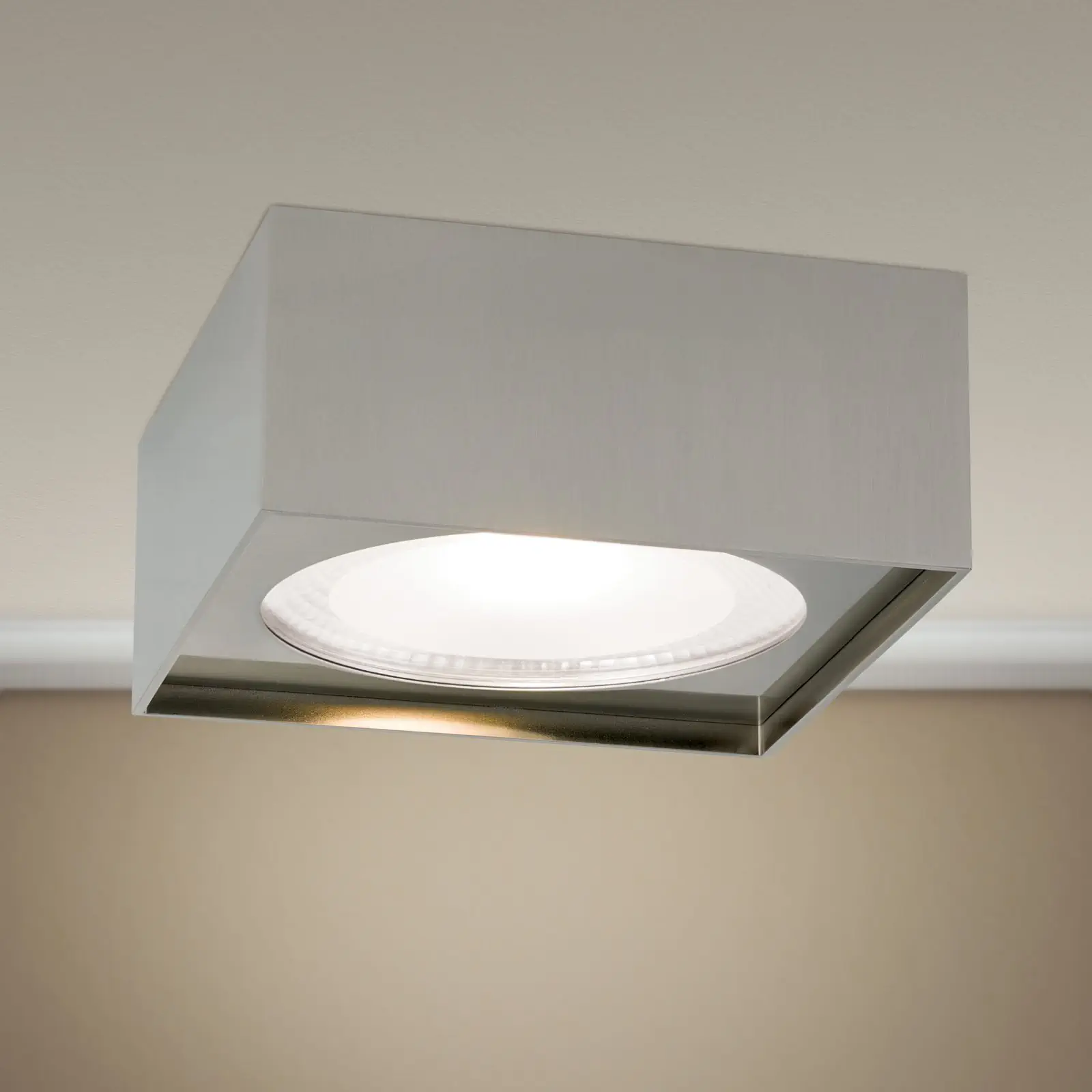 LED plafonska lampa MOLTA, saten hrom finiš, kvadratna, 18 cm