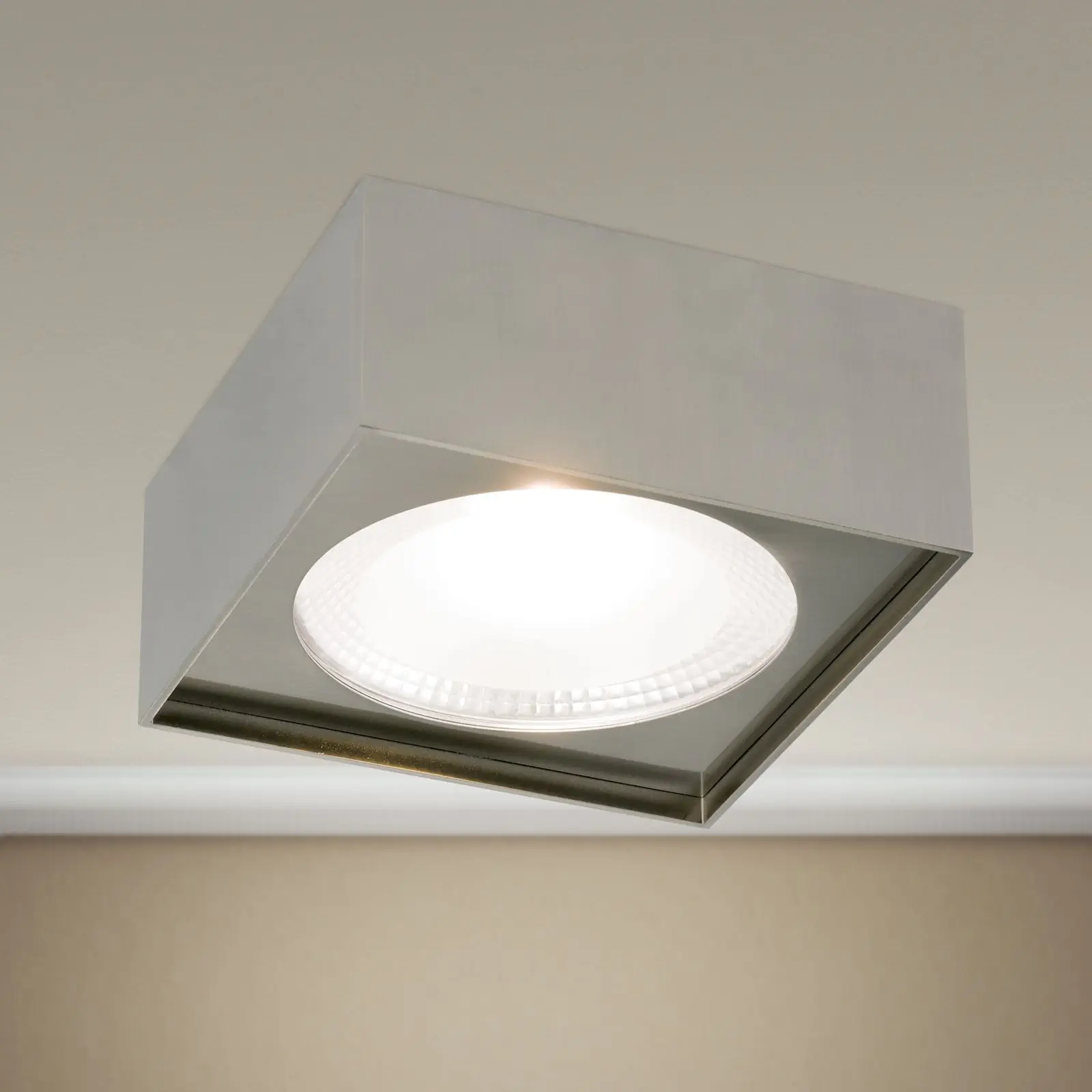 LED plafonska lampa MOLTA, saten hrom finiš, kvadratna, 18 cm - 2