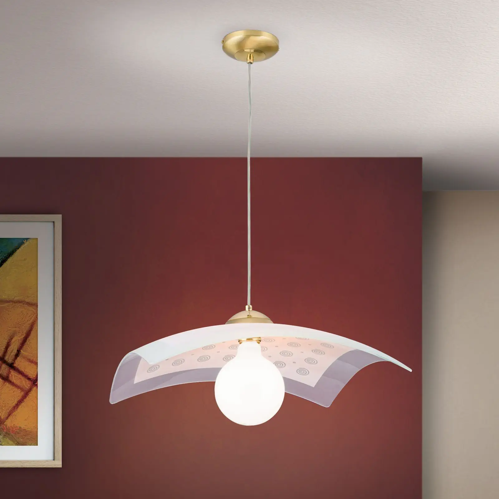 Viseća lampa KITCHENETTE, mesing, roze abažur - 1