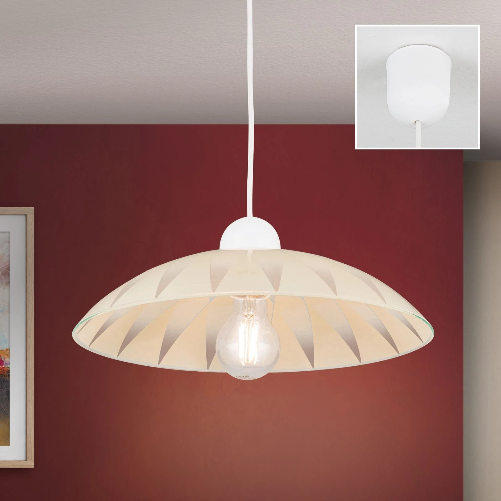 Viseća lampa MARTINA, bež dekorisano staklo - 2