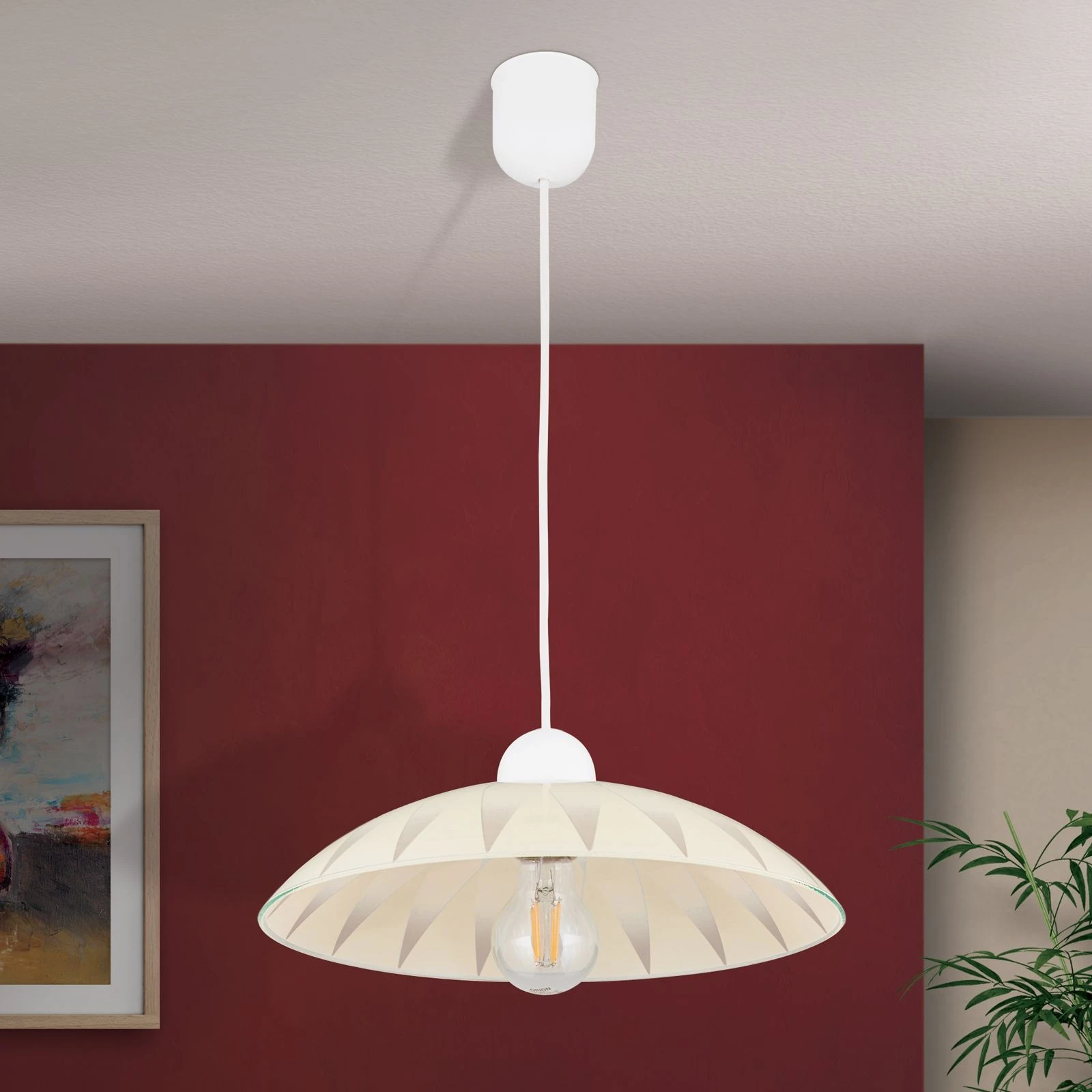 Viseća lampa MARTINA, bež dekorisano staklo - 3